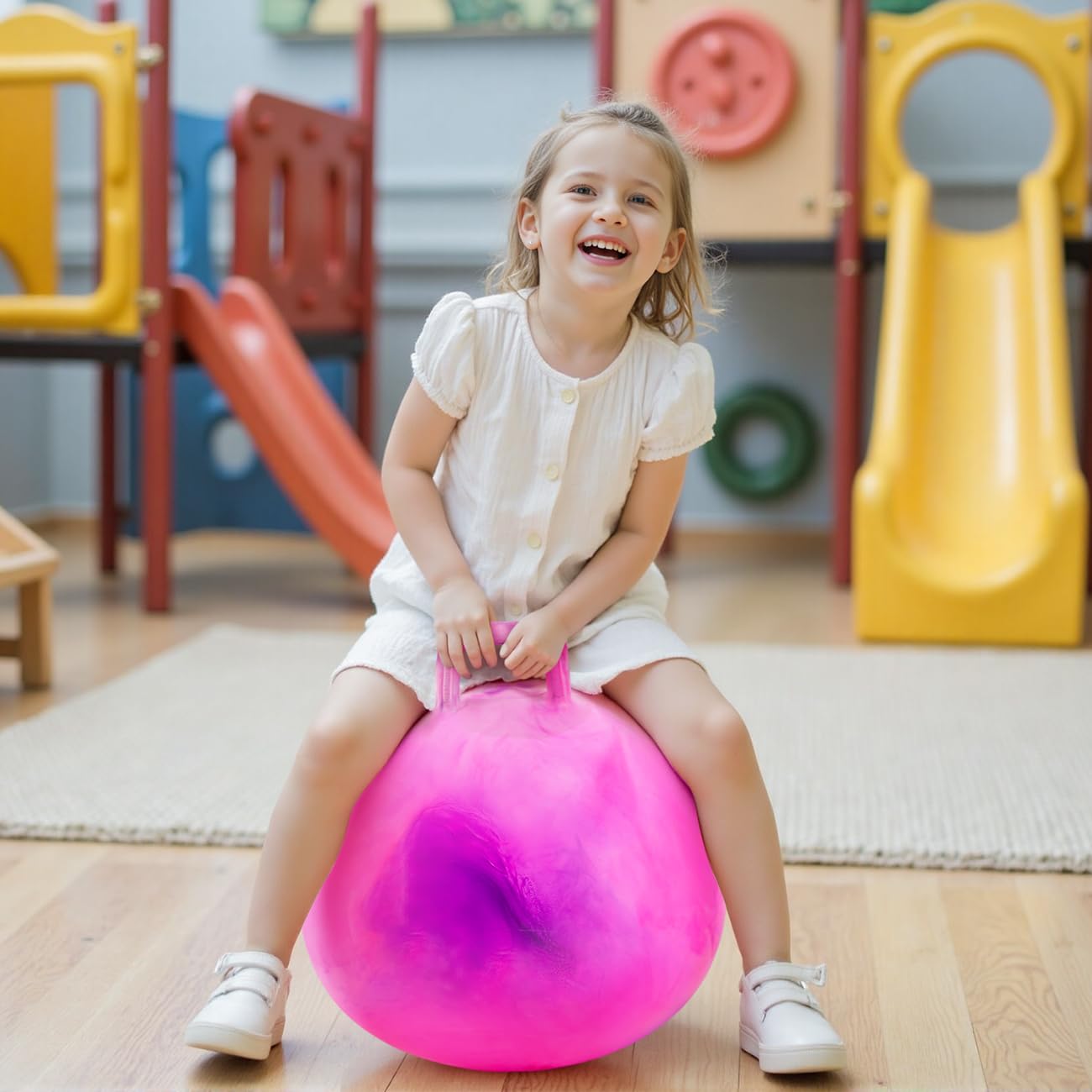 Upper Rider 20-Inch Clouds Hopper Ball for Kids 6-12 — Purple Pink with Pump & Gift Box