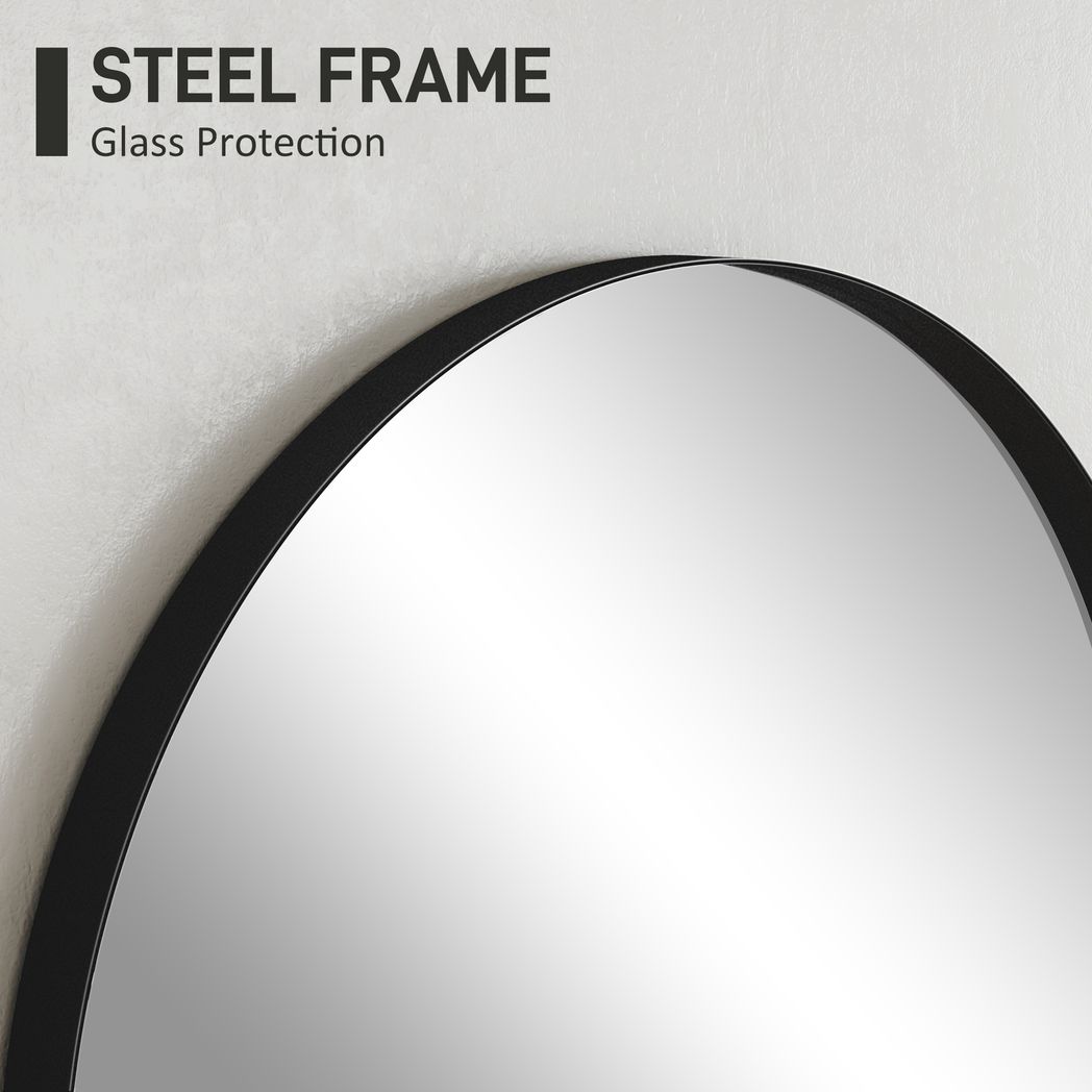 HOMCOM Arch Bathroom Mirror, Modern Wall Mirror with Steel Frame,