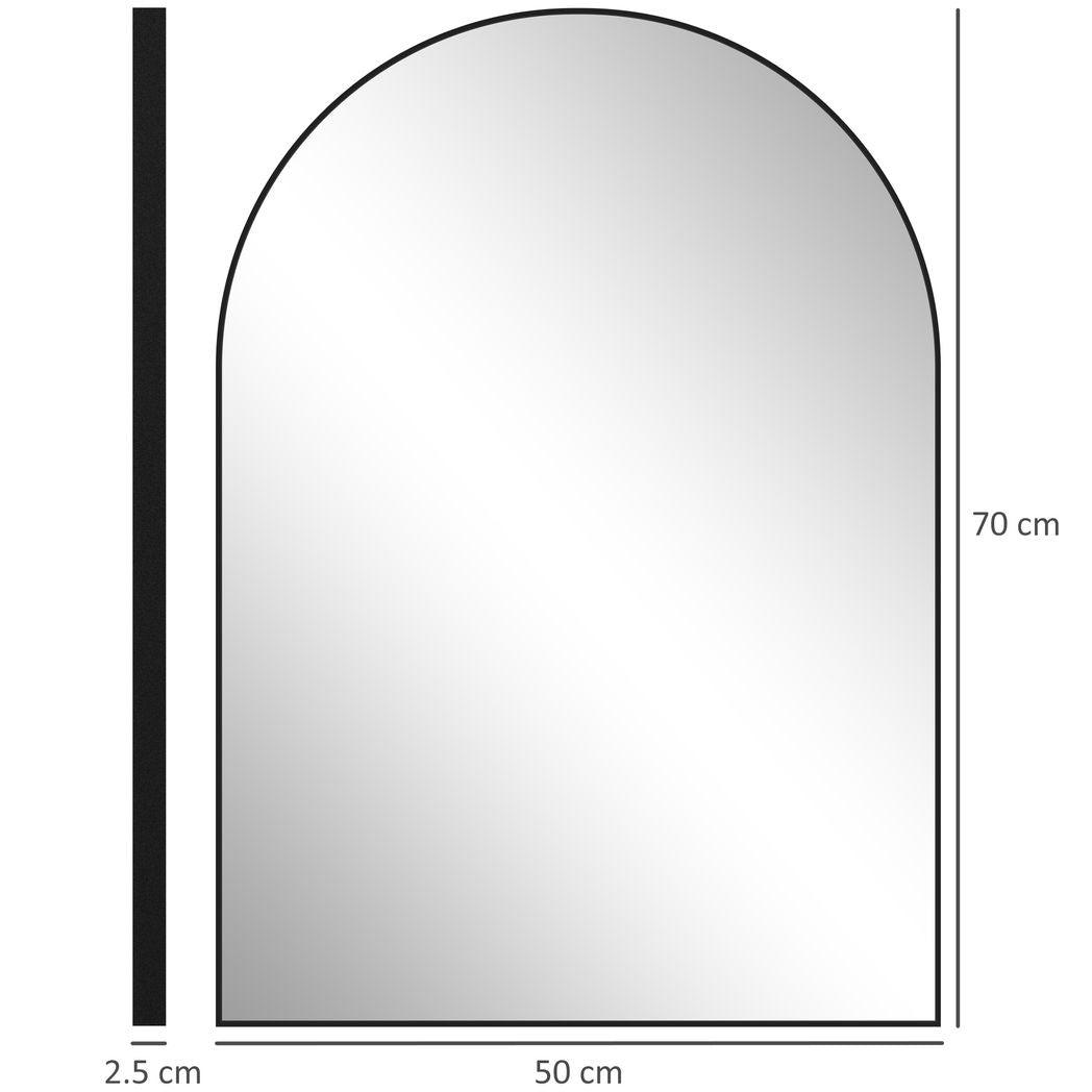 HOMCOM Arch Bathroom Mirror, Modern Wall Mirror with Steel Frame,
