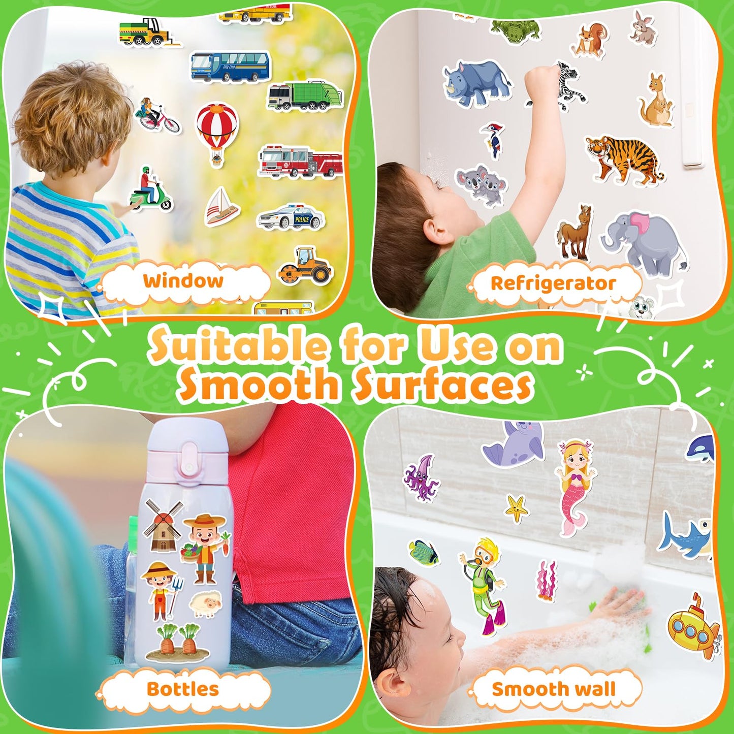 Uranus&No.1: 2 Sets Reusable Jelly Sticker Books for Toddlers 1–5 — Sea World & Animals