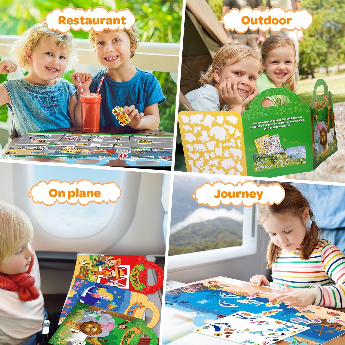 Uranus&No.1: 2 Sets Reusable Jelly Sticker Books for Toddlers 1–5 — Sea World & Animals