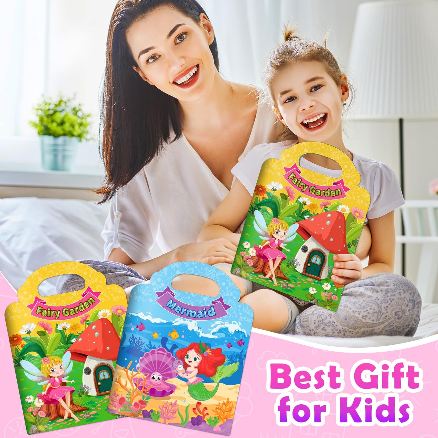 Uranusno1 | 2 Sets Reusable Sticker Books for Toddlers 1-3 – Mermaid & Fairy Tale
