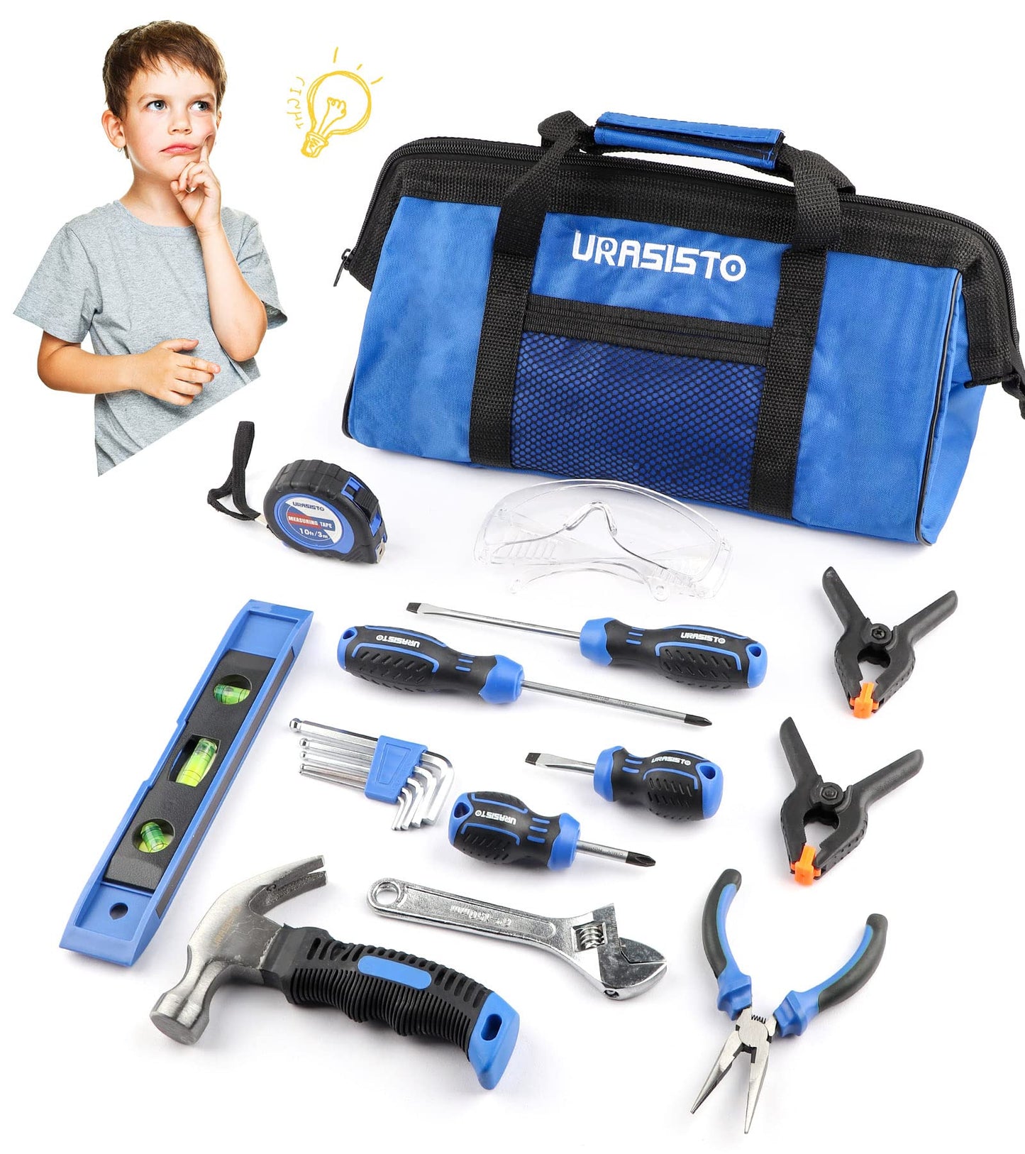 URASISTO 18-Piece Kids Tool Set | Real Hand Tools for DIY Learning | Ages 8+