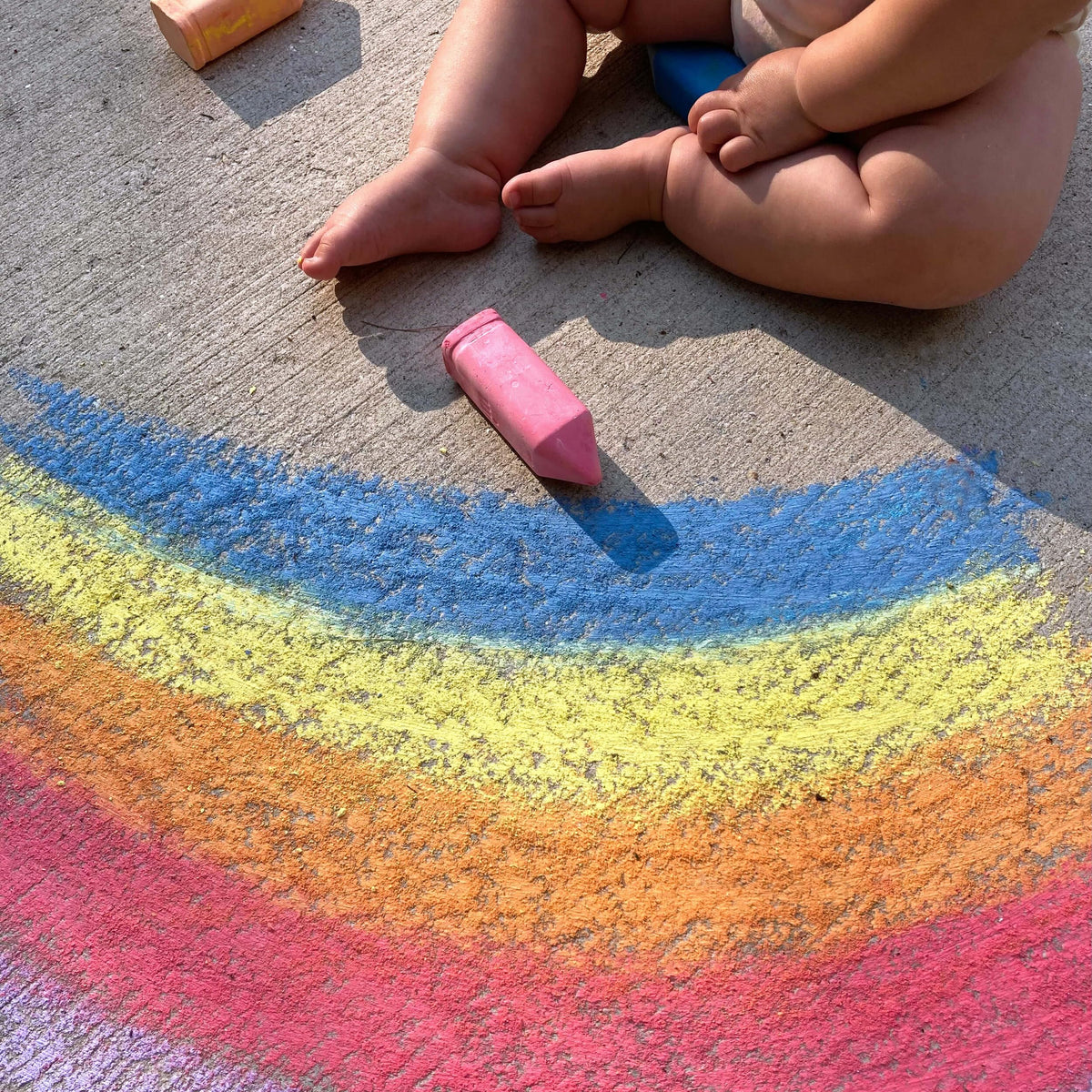 Urban Infant Non-Toxic Sidewalk Chalk for Toddlers & Kids - Washable Outdoor Rainbow Jumbo Chalk