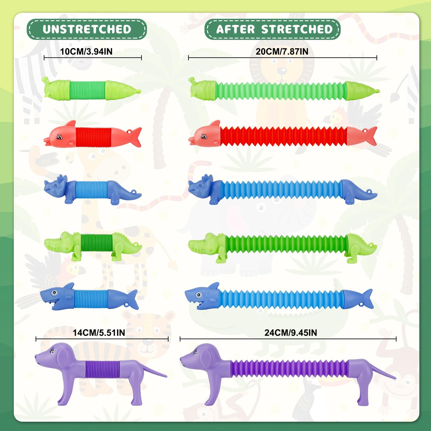 UrChoice 20Pcs Animal Pop Tubes – Fidget Toys for Kids 3-8
