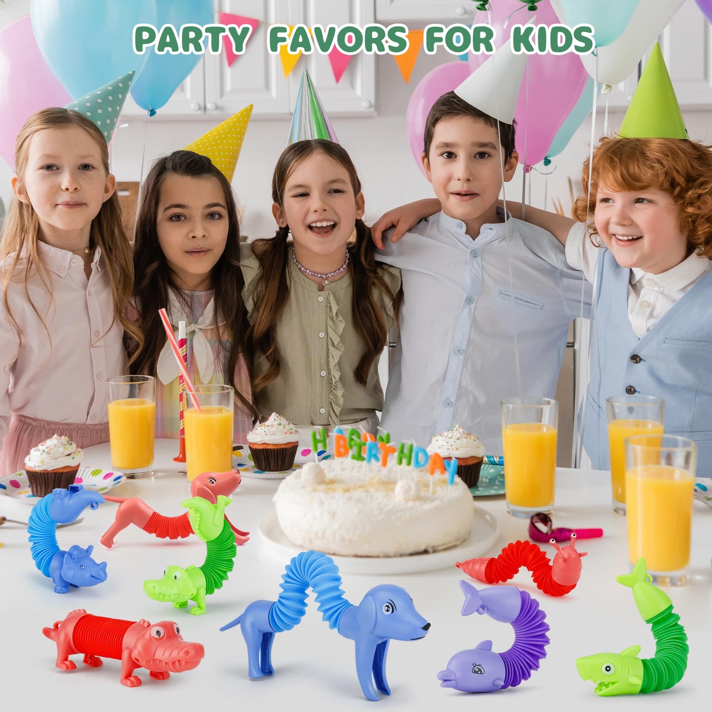 UrChoice 20Pcs Animal Pop Tubes – Fidget Toys for Kids 3-8