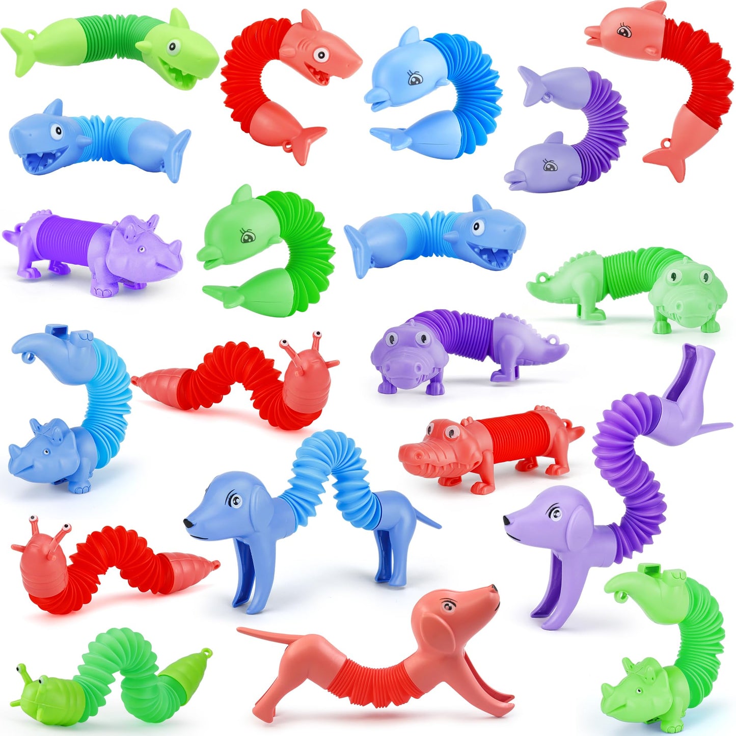UrChoice 20Pcs Animal Pop Tubes – Fidget Toys for Kids 3-8