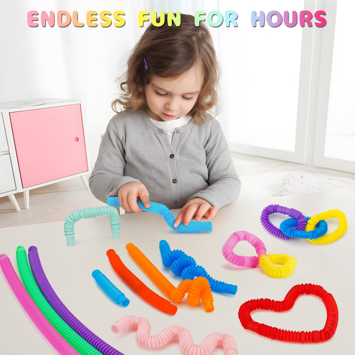 UrChoice Pop Tubes — 30-Pack Colorful Stretchy Fidget Toys for Kids & Adults