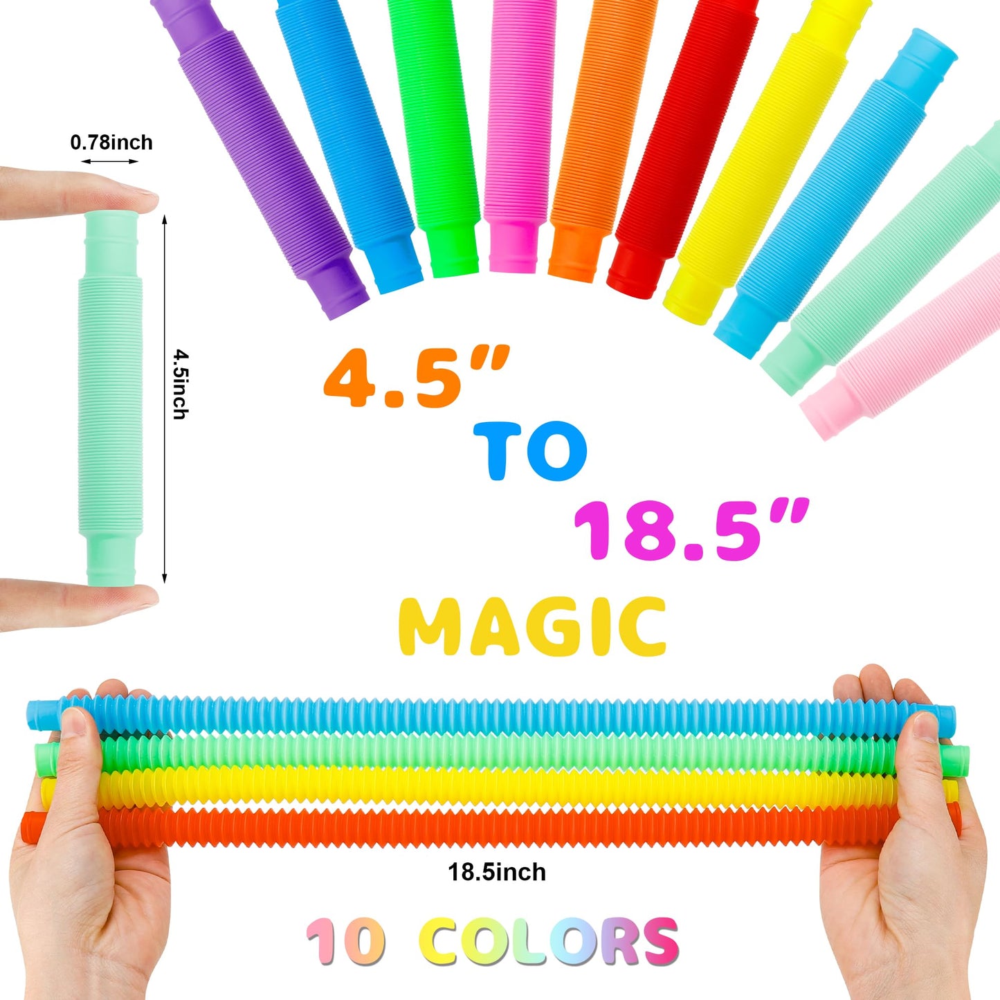 UrChoice Pop Tubes — 30-Pack Colorful Stretchy Fidget Toys for Kids & Adults