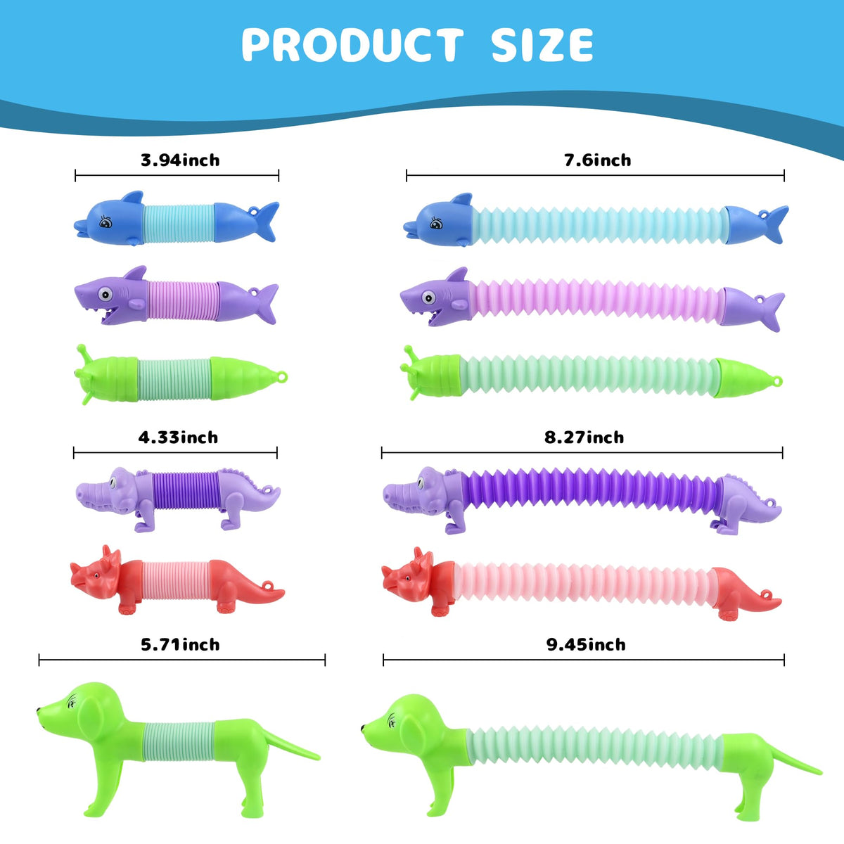 UrChoice Glow Pop 20-Pack LED Animal Tubes – Sensory Fidget Toys for Kids 3-8