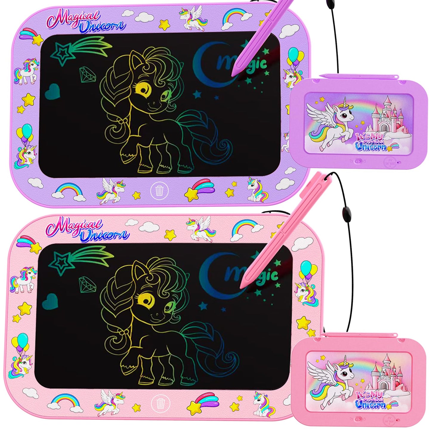 Urcoobela 2 Pack LCD Writing Tablet for Kids – 10-Inch Colorful Doodle Boards (Pink & Purple)