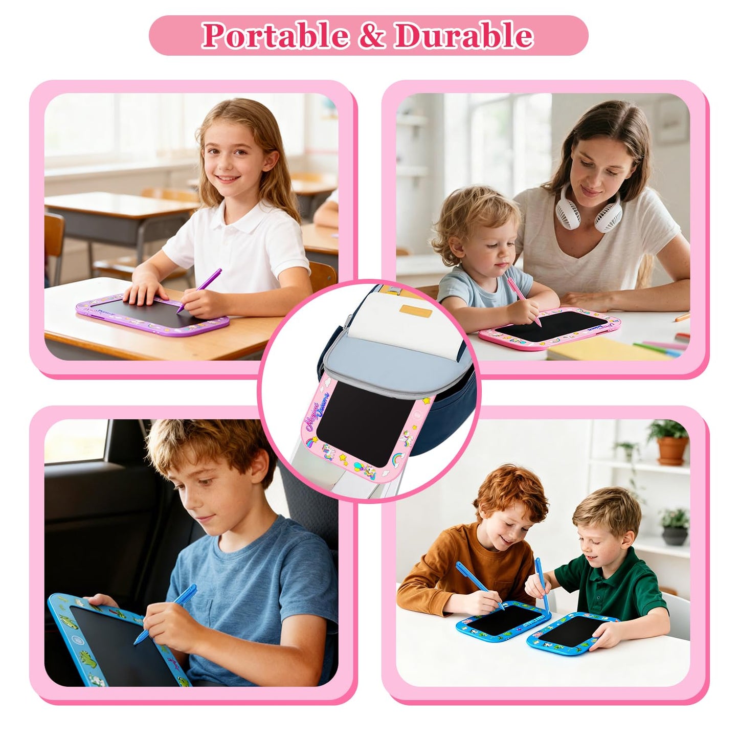 Urcoobela 2 Pack LCD Writing Tablet for Kids – 10-Inch Colorful Doodle Boards (Pink & Purple)