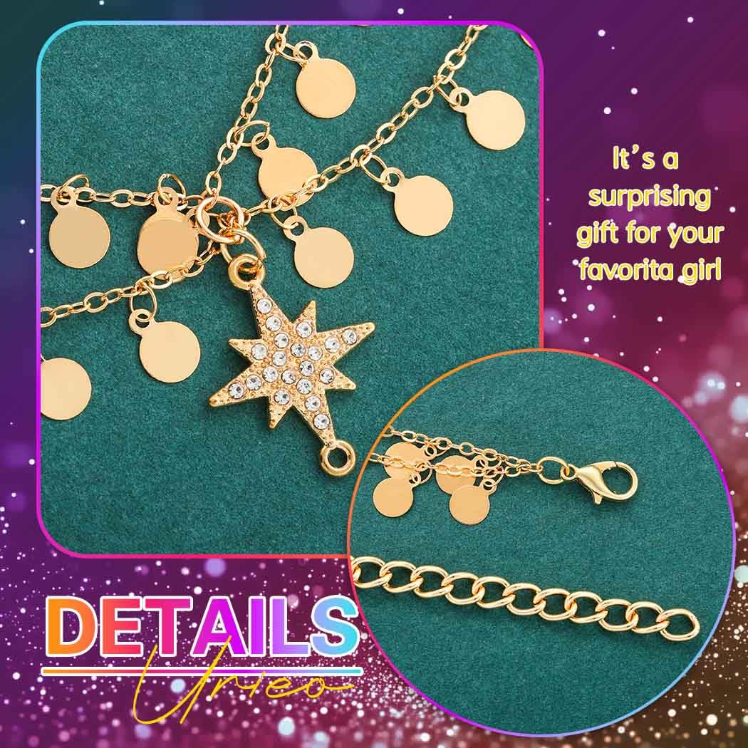 Urieo Gold Sequin Head Chain – Star Halo Rhinestone Hair Accessory