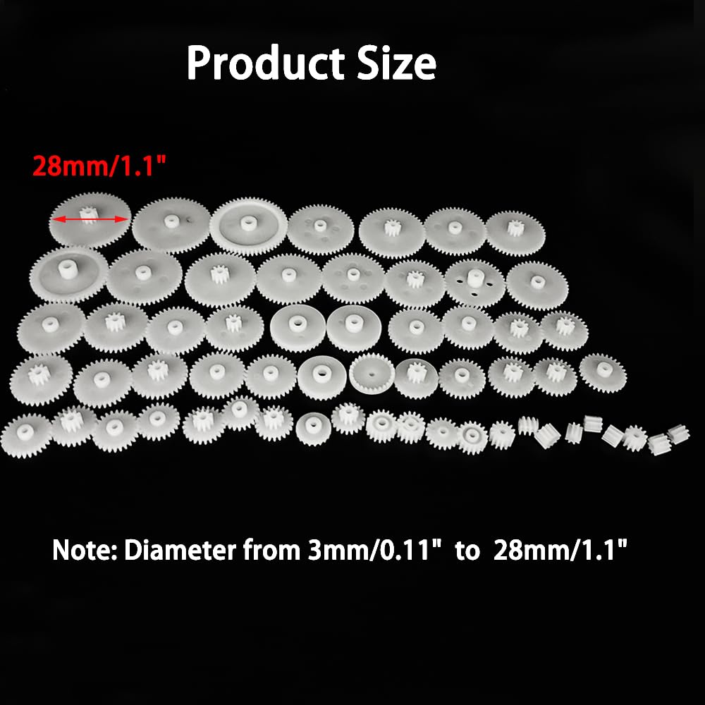 URIMPAVIDO 58PCS Gears Set Module 0.5 for DC Motors | DIY Model Toys RC Car Robot