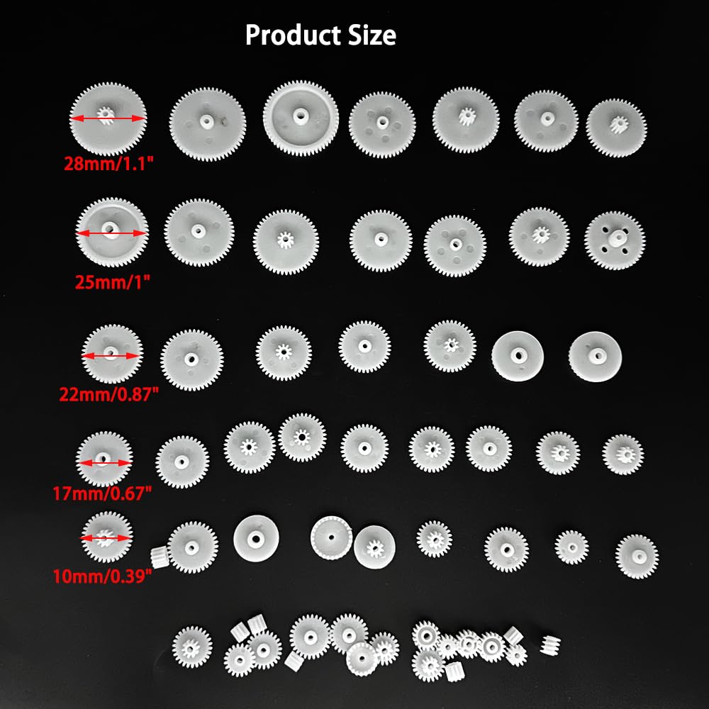 URIMPAVIDO 58PCS Gears Set Module 0.5 for DC Motors | DIY Model Toys RC Car Robot
