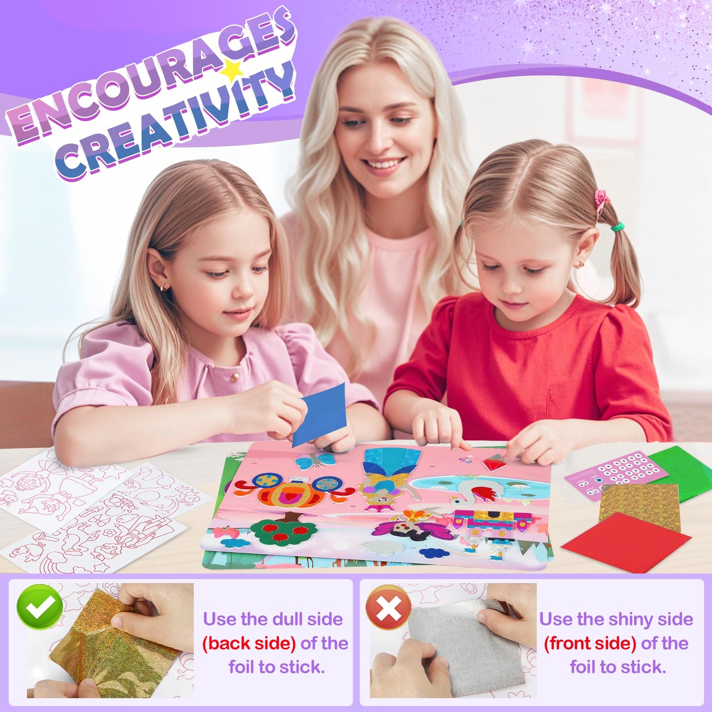 URMYWO Foil Arts Kit for Kids 4-8 – No Mess Princess Crafts & DIY Coloring