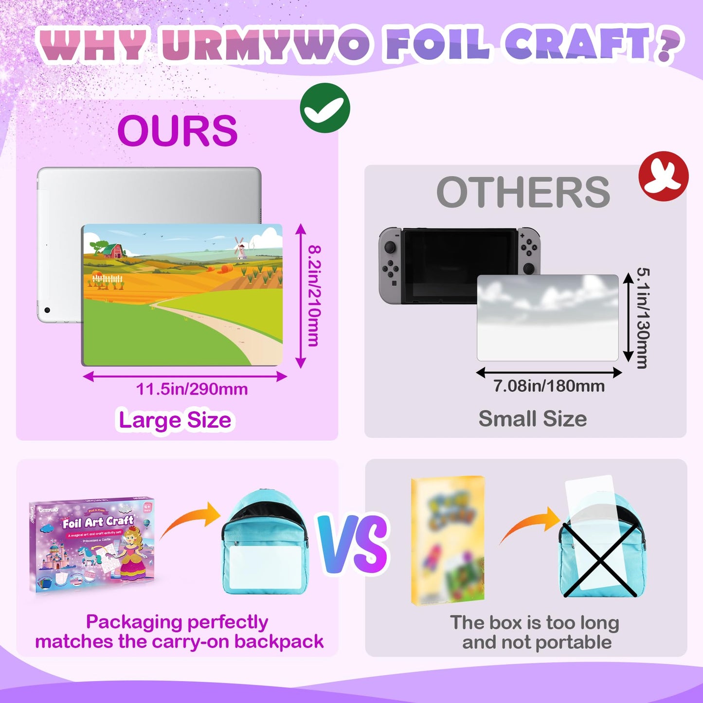 URMYWO Foil Arts Kit for Kids 4-8 – No Mess Princess Crafts & DIY Coloring