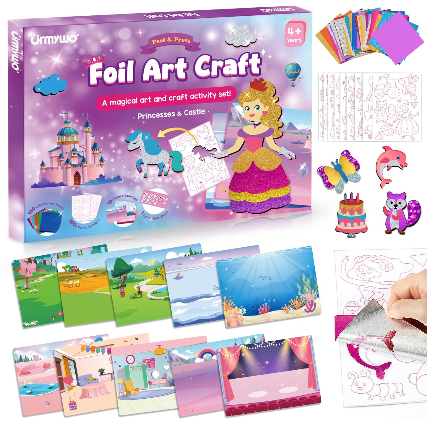 URMYWO Foil Arts Kit for Kids 4-8 – No Mess Princess Crafts & DIY Coloring
