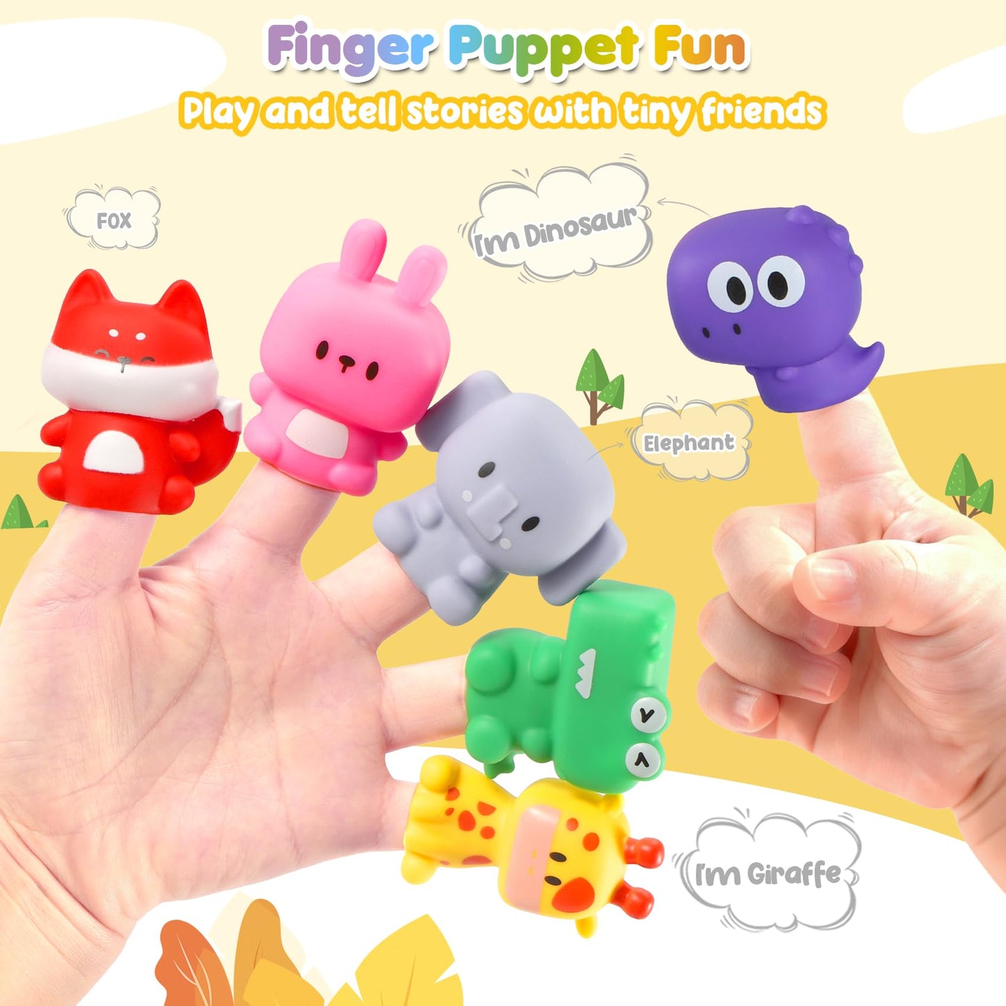 URMYWO Toddler Train Set with Finger Puppets & Play Mat – Montessori Learning Toys for 1–3 Years