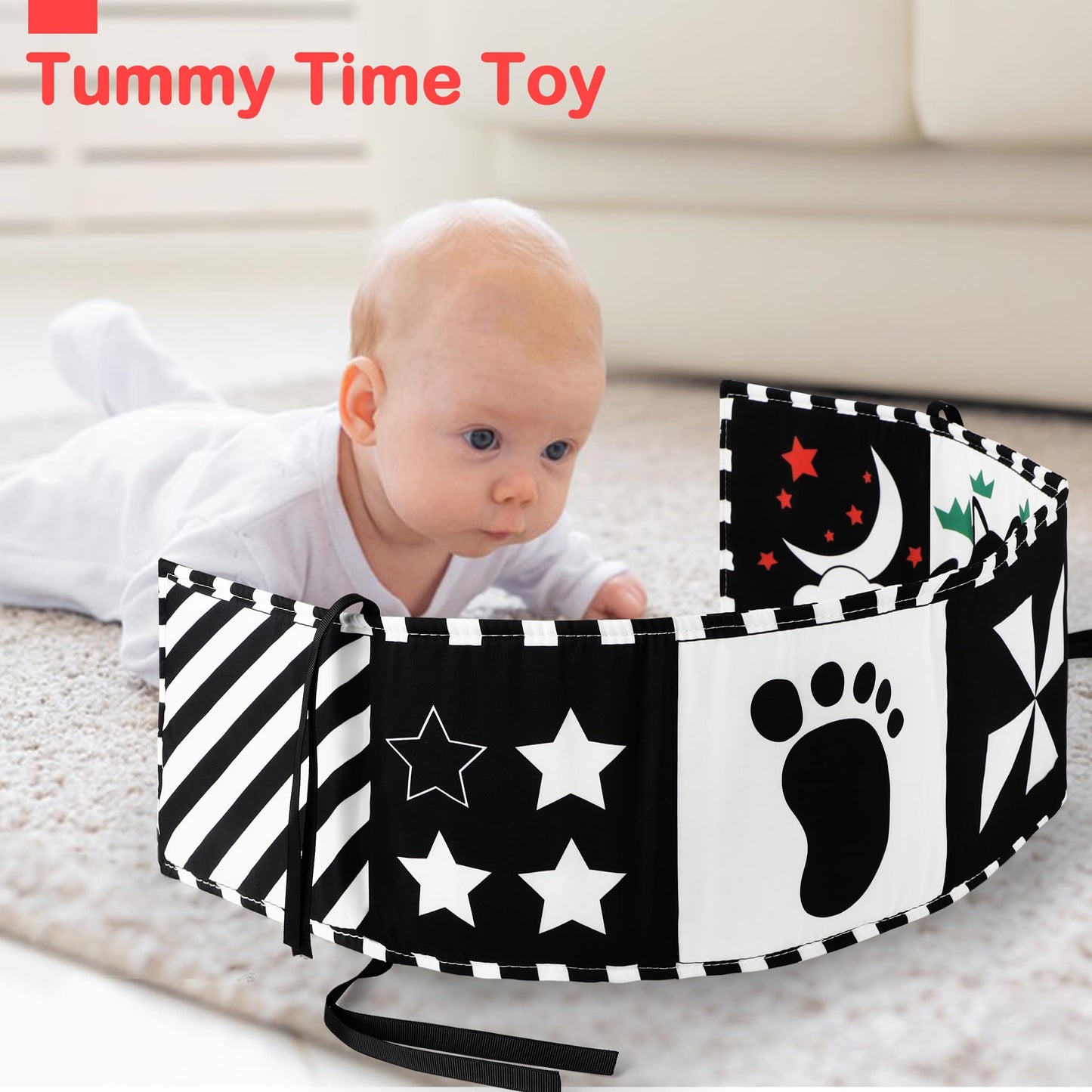 URMYWO Black & White Baby Toys – High-Contrast Tummy Time Book, Montessori Visual Stimulation (0-12 Months)