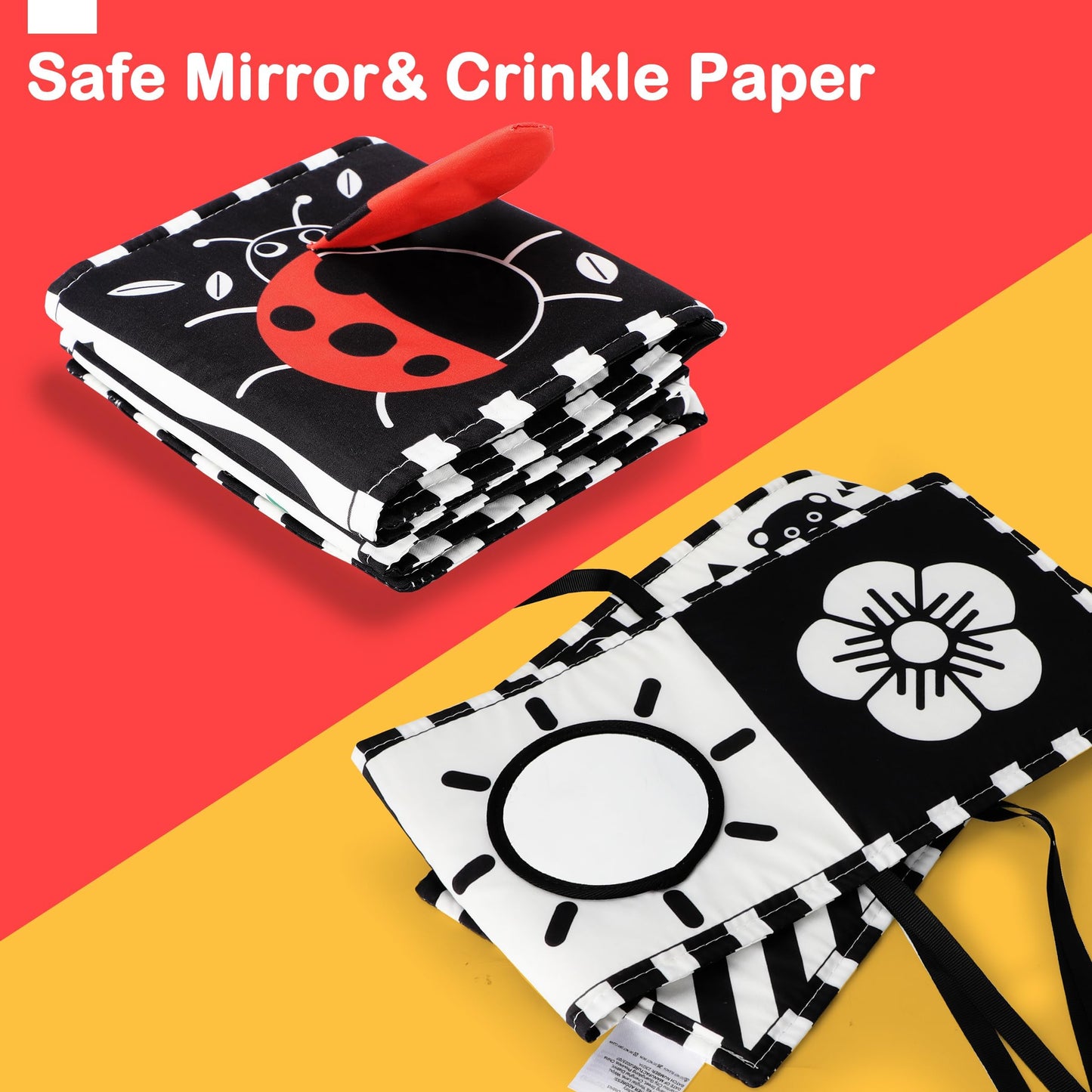 URMYWO Black & White Baby Toys – High-Contrast Tummy Time Book, Montessori Visual Stimulation (0-12 Months)