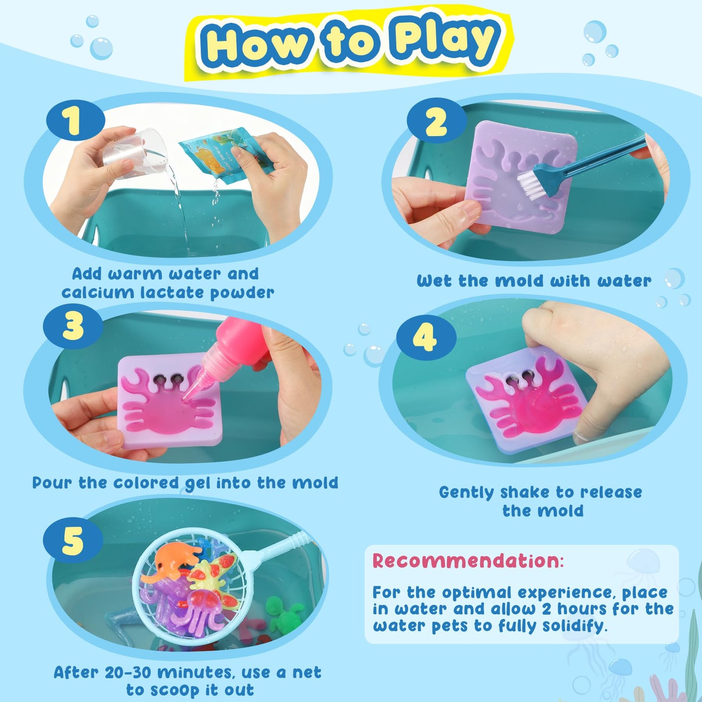 URMYWO Magic Water Elf Kit – 20 Gels, 24 Molds, DIY Squishy Water Pets