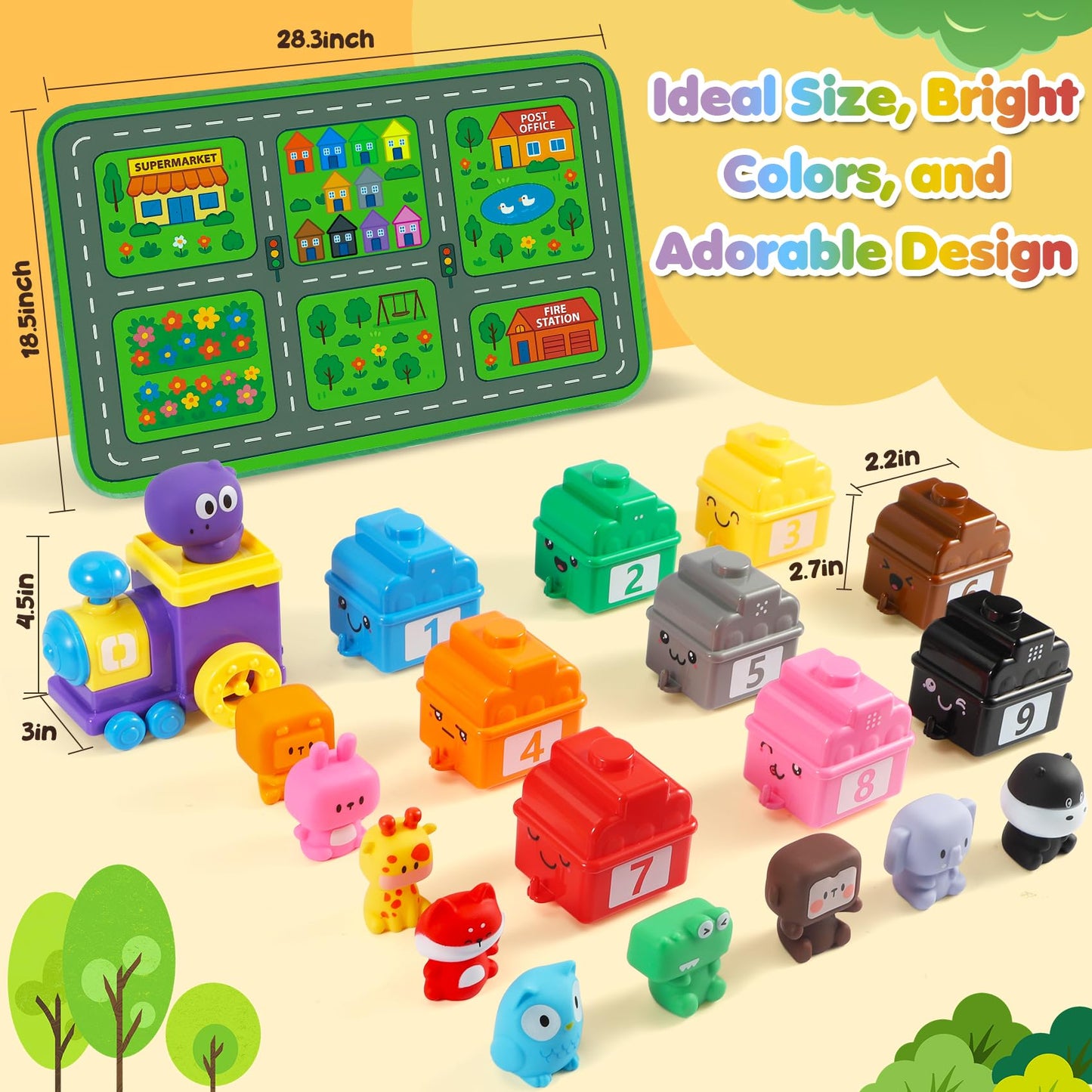 URMYWO Toddler Train Set with Finger Puppets & Play Mat – Montessori Learning Toys for 1–3 Years