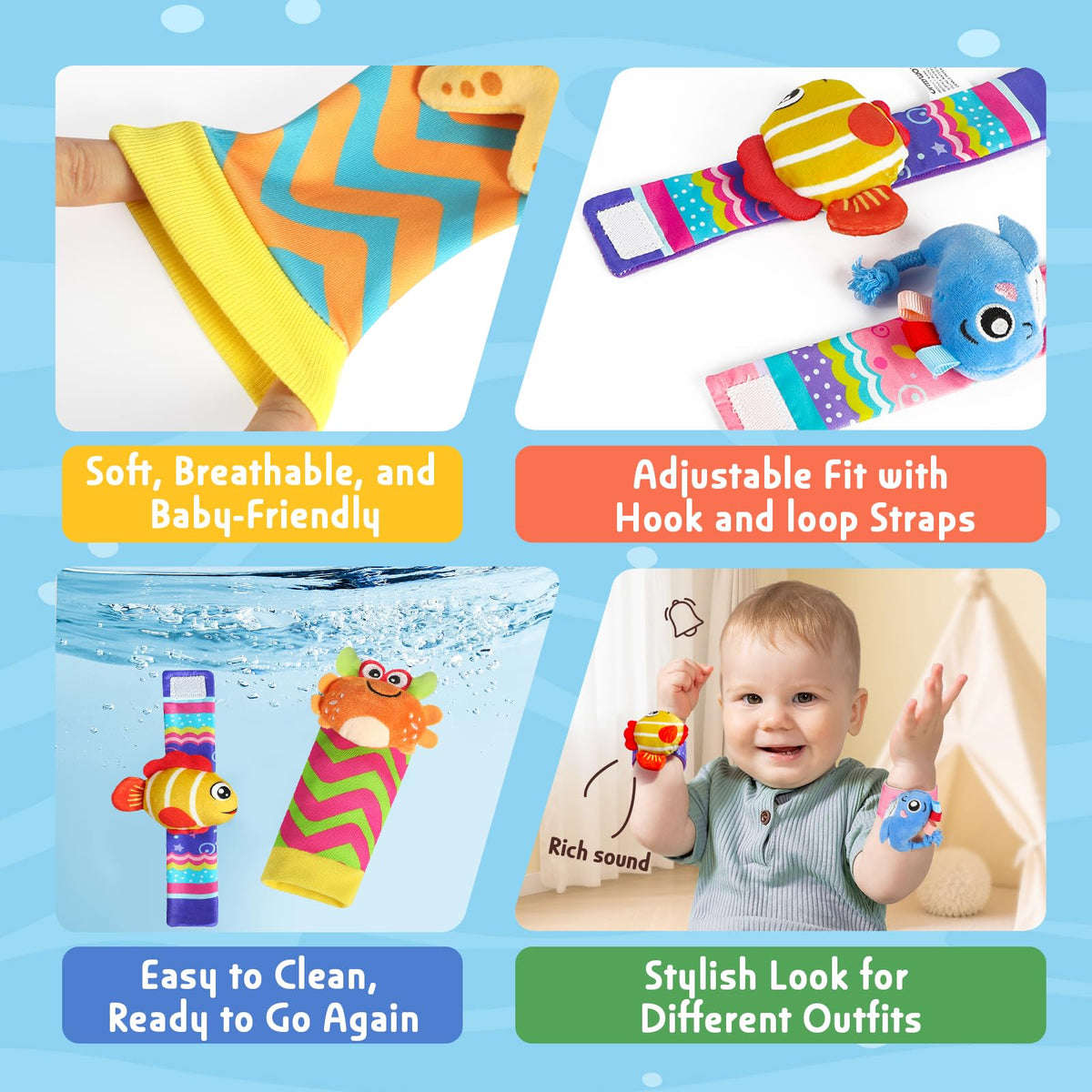 URMYWO Wrist Rattles for Baby – Rattle Socks & Foot Finder Set | Infant Toys 0–12 Months | Newborn Essentials