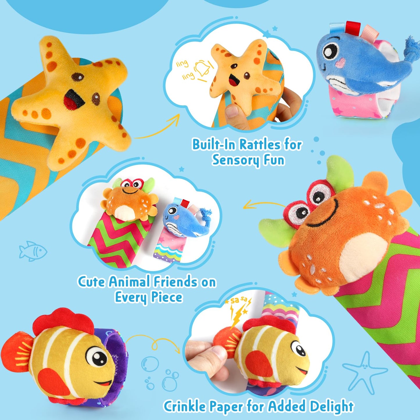 URMYWO Wrist Rattles for Baby – Rattle Socks & Foot Finder Set | Infant Toys 0–12 Months | Newborn Essentials