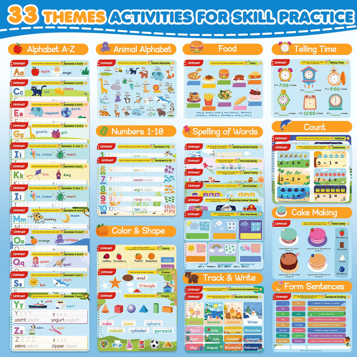 URMYWO Preschool Learning Activities – Reusable Tracing Books for 2-5 Year Olds