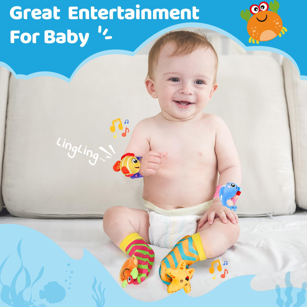 URMYWO Wrist Rattles for Baby – Rattle Socks & Foot Finder Set | Infant Toys 0–12 Months | Newborn Essentials
