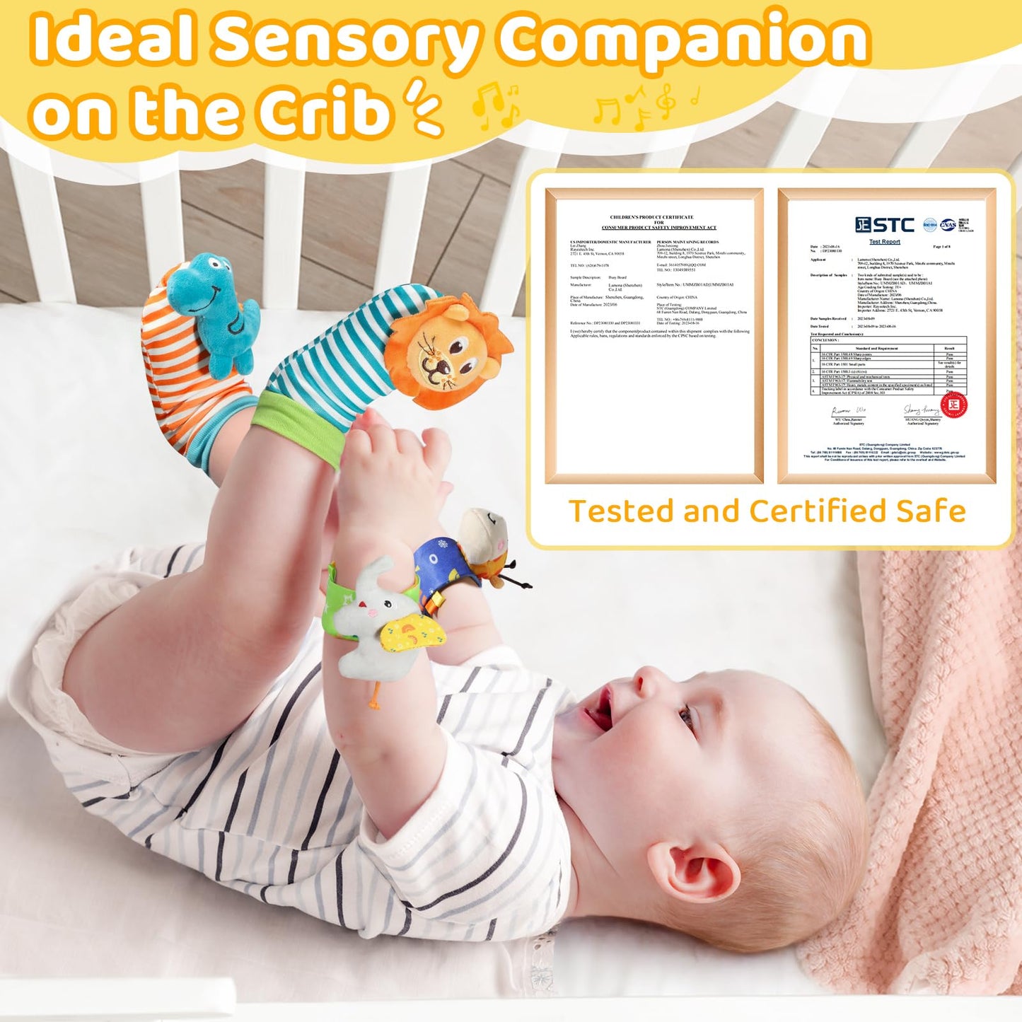 URMYWO Wrist Rattles for Baby – Rattle Socks & Foot Finder Set | 0–12 Months