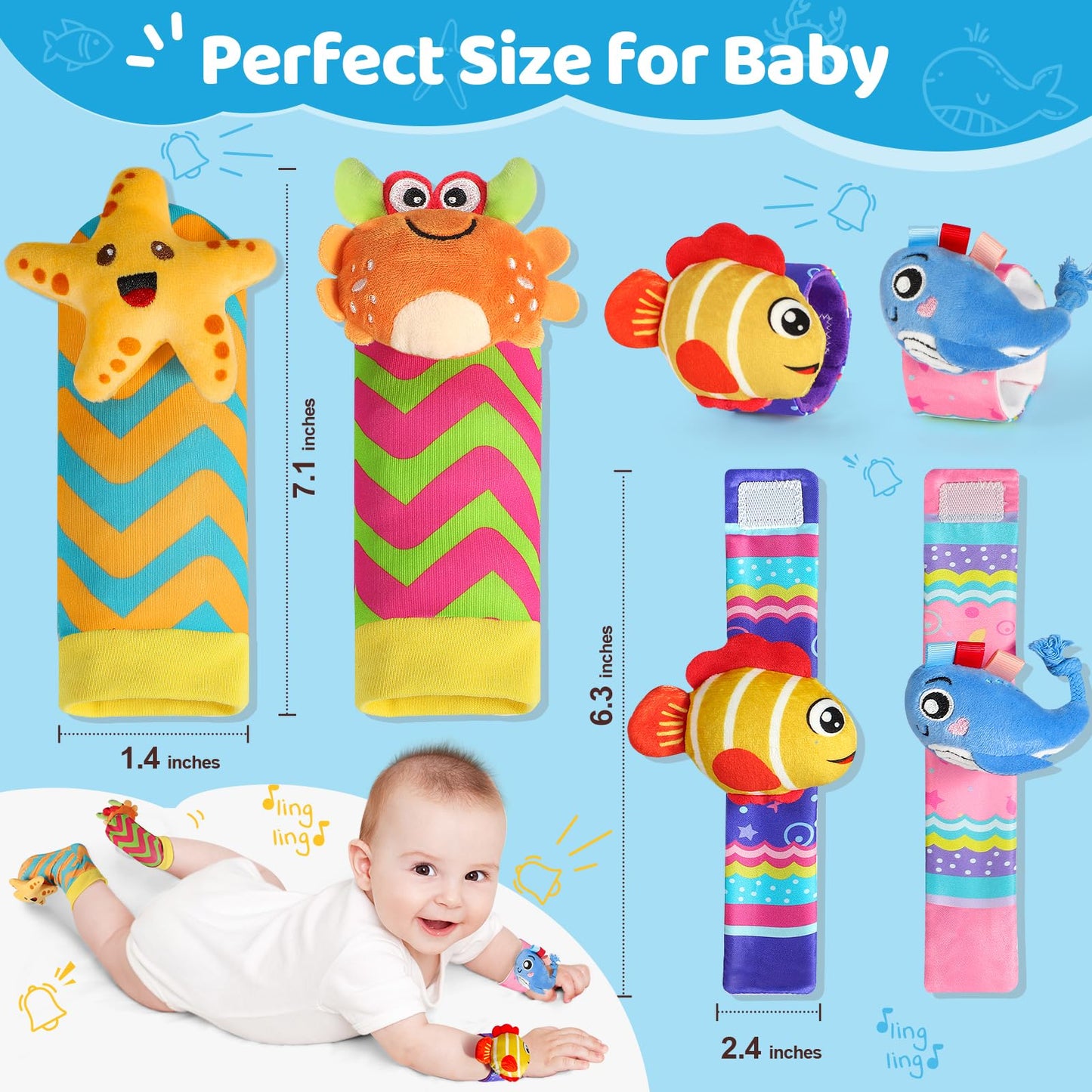 URMYWO Wrist Rattles for Baby – Rattle Socks & Foot Finder Set | Infant Toys 0–12 Months | Newborn Essentials