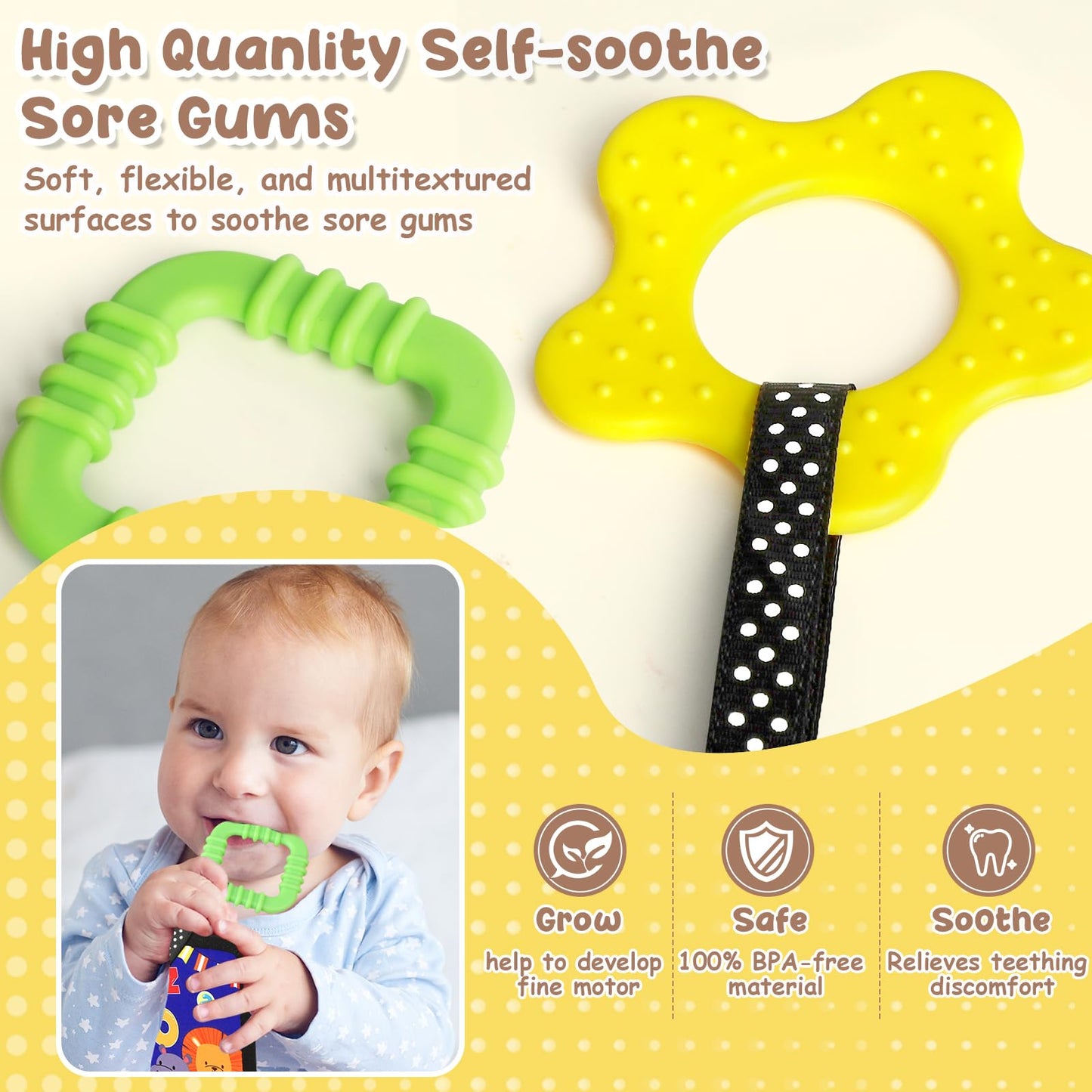 URMYWO Tummy Time Toys – Black & White High-Contrast Baby Toy with Mirror & Crinkle Paper