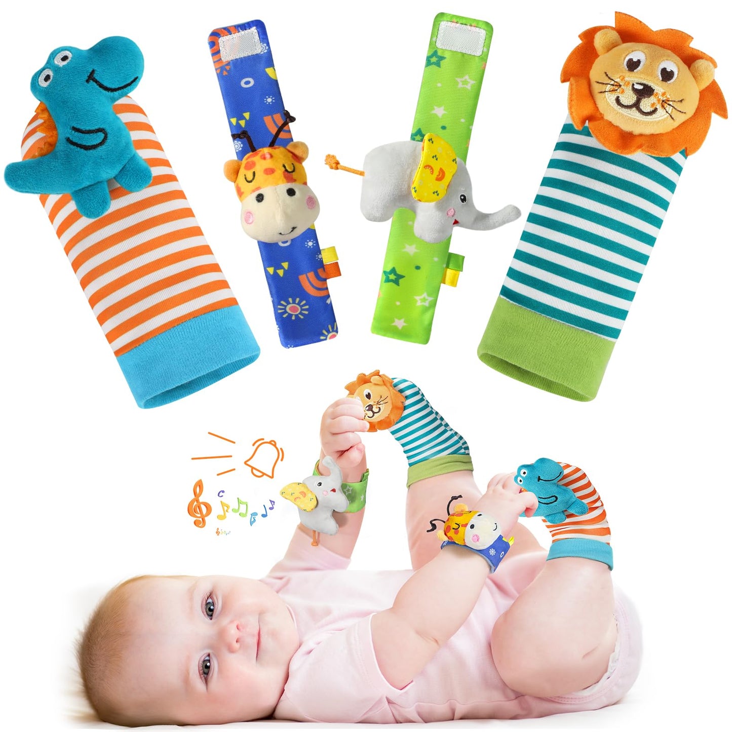 URMYWO Wrist Rattles for Baby – Rattle Socks & Foot Finder Set | 0–12 Months