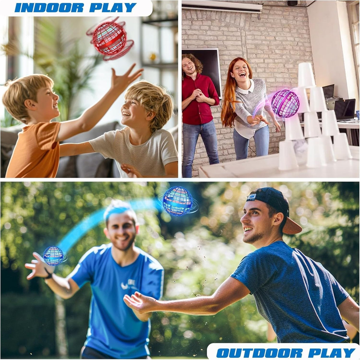 UROINT 2026 Flying Orb Ball for Kids – Galaxy Hover Drone with LED Lights, Safe Indoor Boomerang