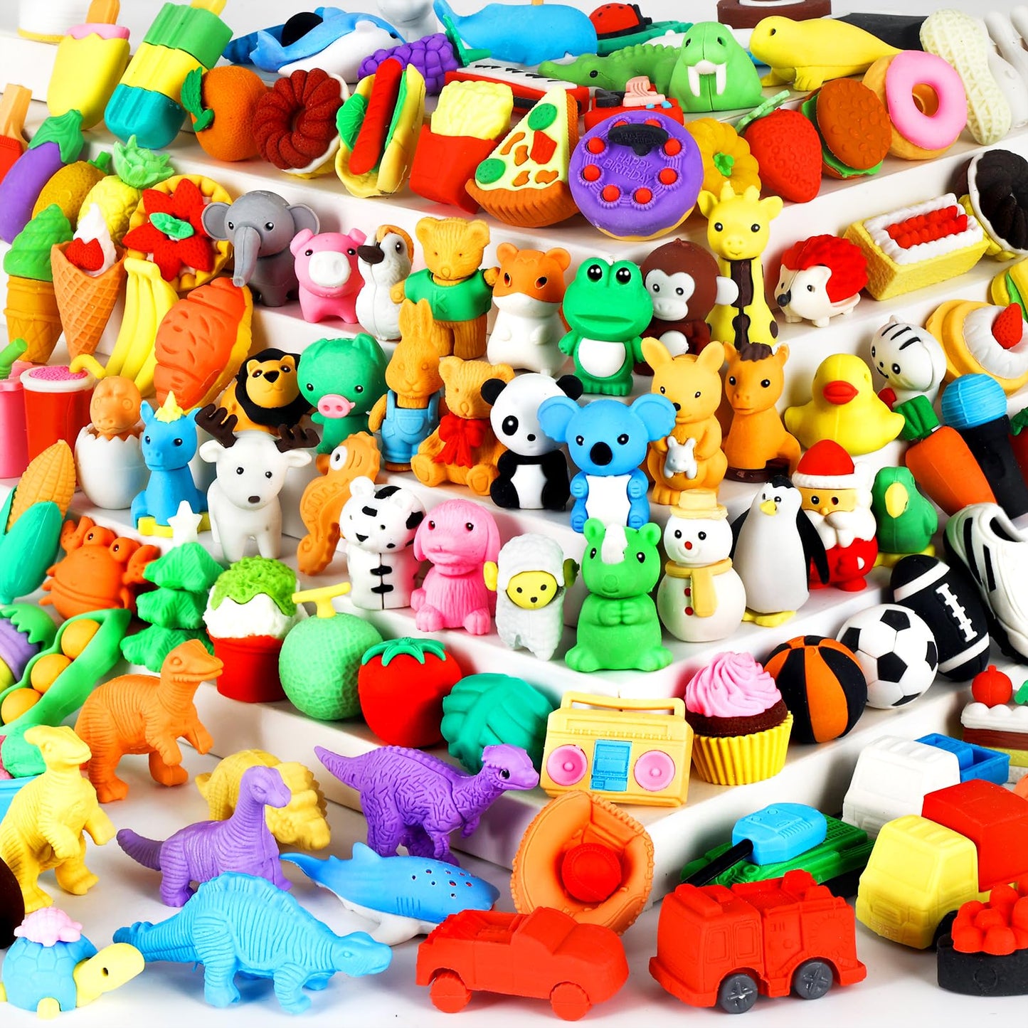 URSKYTOUS 110Pcs Animal Erasers – 3D Puzzle Pencil Erasers for Classrooms