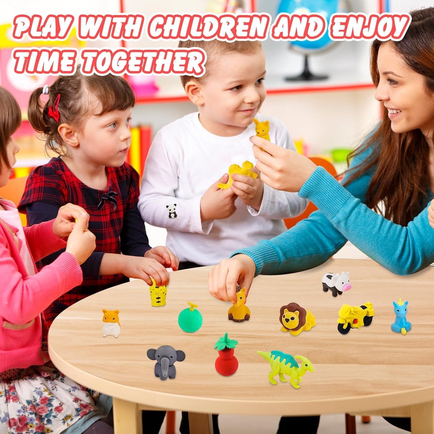 URSKYTOUS 130Pcs Animal Erasers – 3D Puzzle Pencil Erasers for Kids, Classroom Rewards & Party Favors