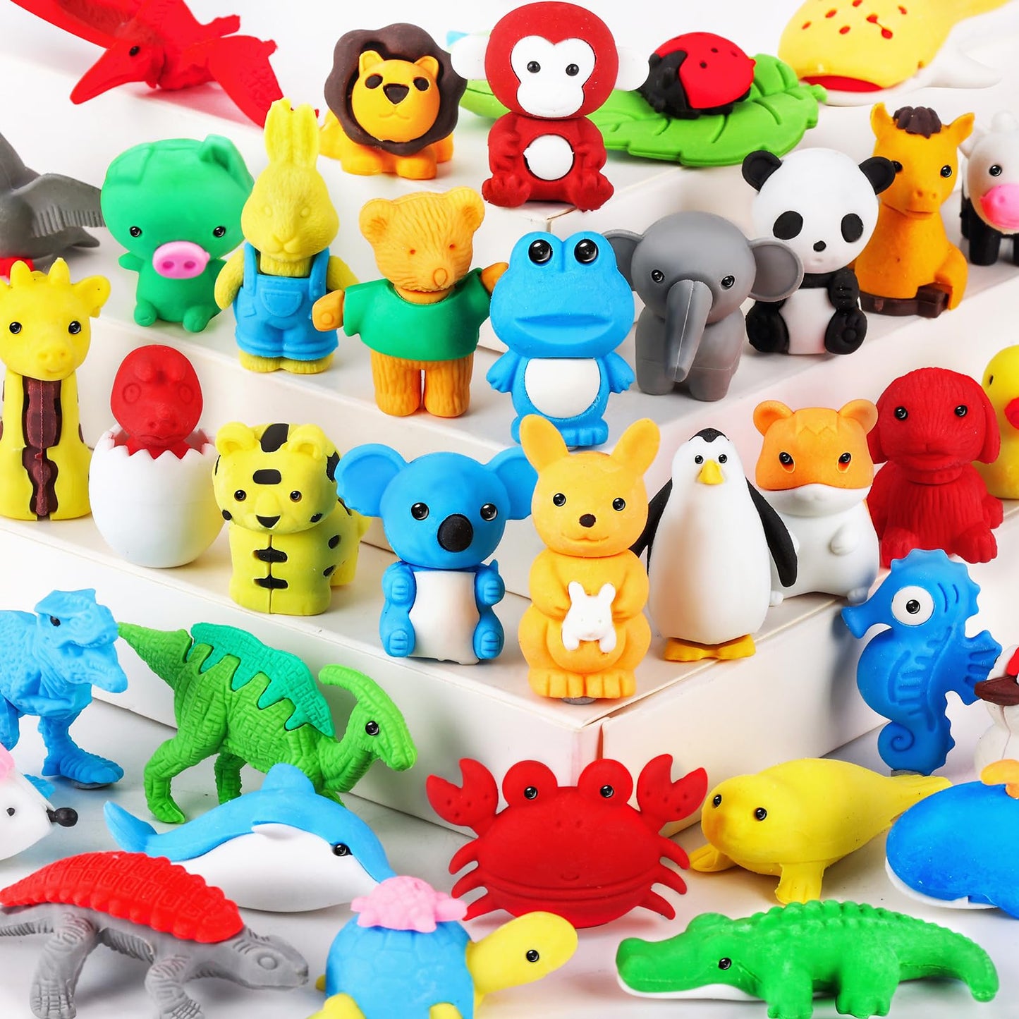 URSKYTOUS 36Pcs Animal Erasers — 3D Puzzle Pencil Erasers for Kids, Classroom Rewards, Party Favors