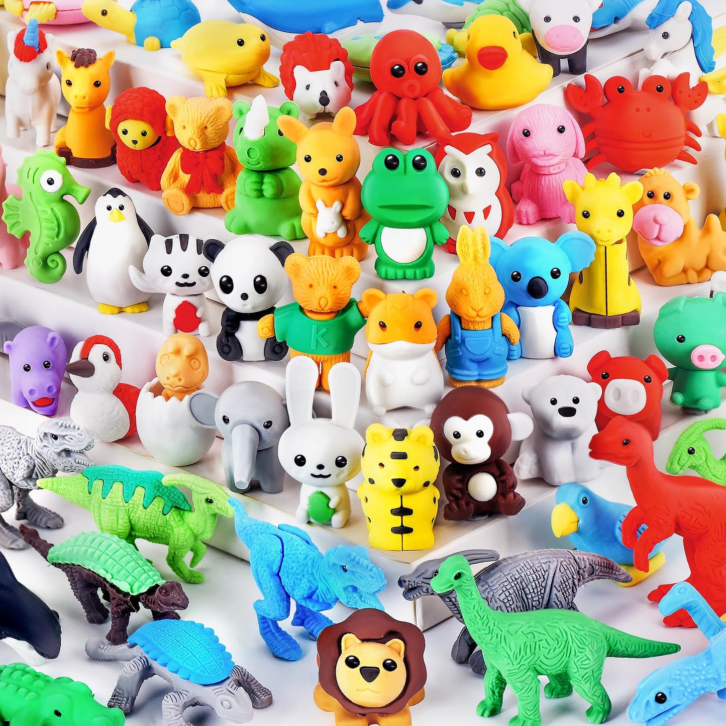 URSKYTOUS 60Pcs Animal Erasers – 3D Puzzle Pencil Erasers for Kids, Classroom Rewards & Party Favors