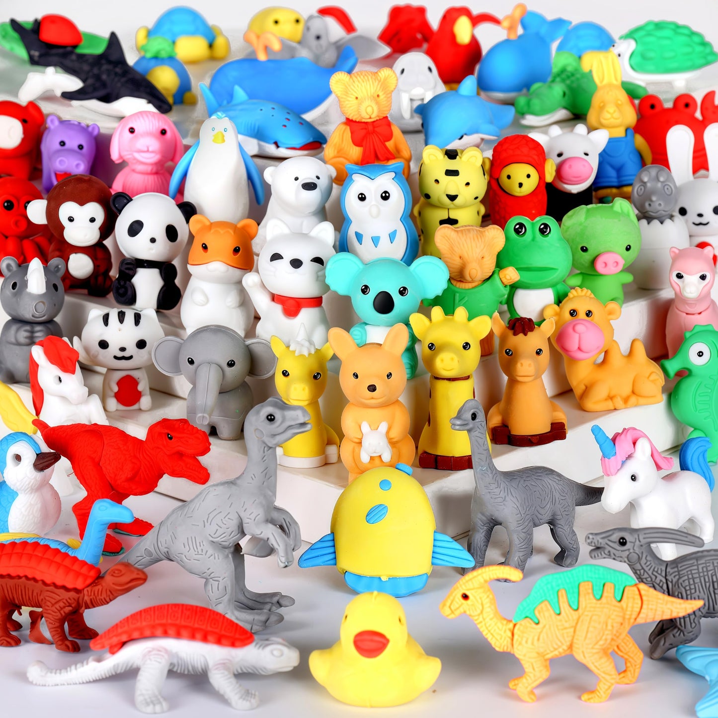 URSKYTOUS 64-Pcs Animal Erasers – 3D Puzzle Desk Pets for Kids