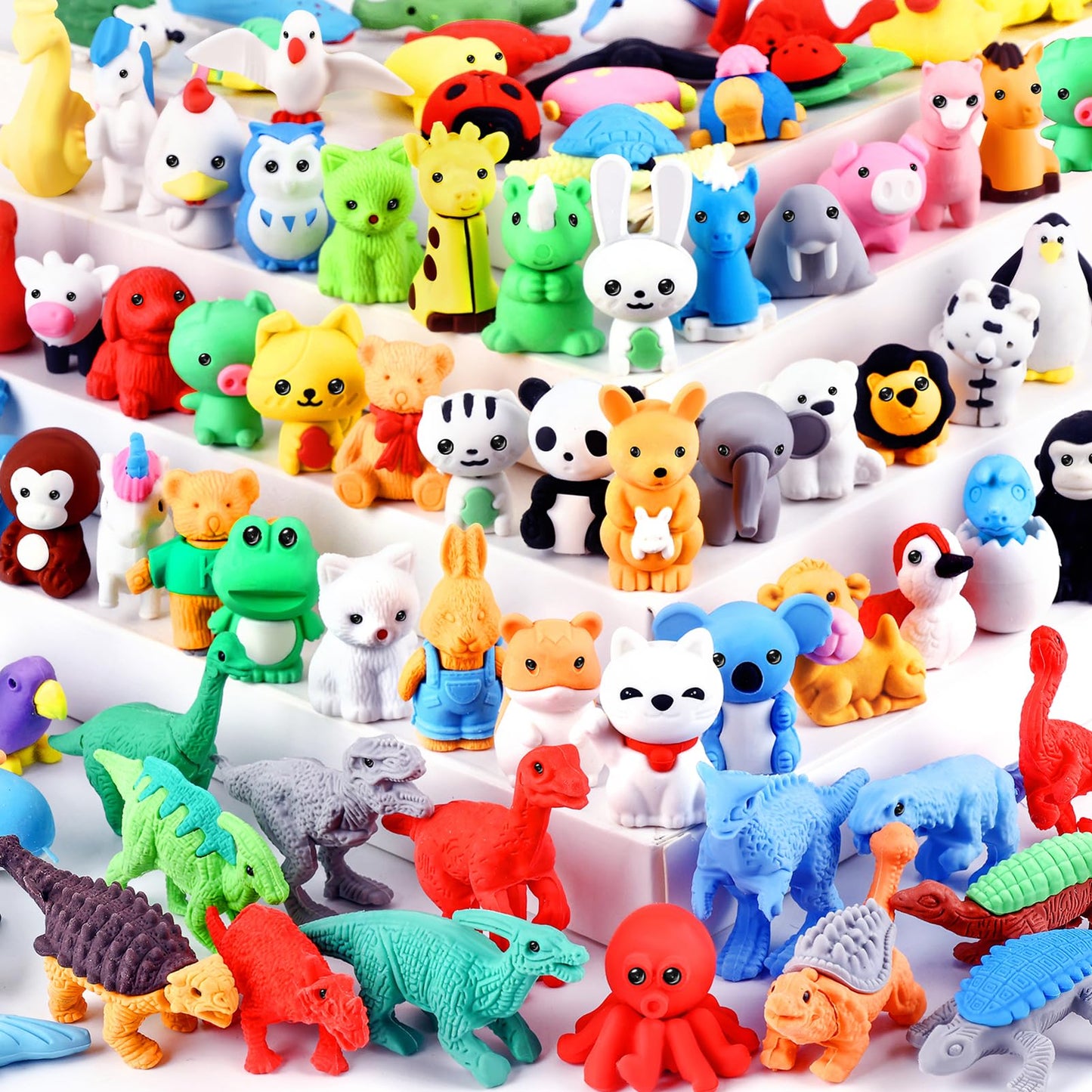 URSKYTOUS 80Pcs Animal Erasers – 3D Puzzle Pencil Erasers for Classrooms