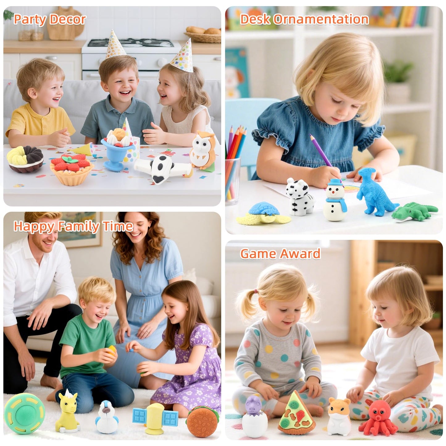 URSKYTOUS 120Pcs Animal Erasers Bulk – 3D Take-Apart Desk Pets for Kids