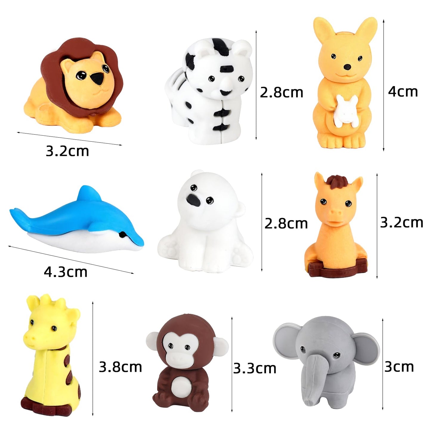 URSKYTOUS 120Pcs Animal Erasers Bulk – 3D Take-Apart Desk Pets for Kids