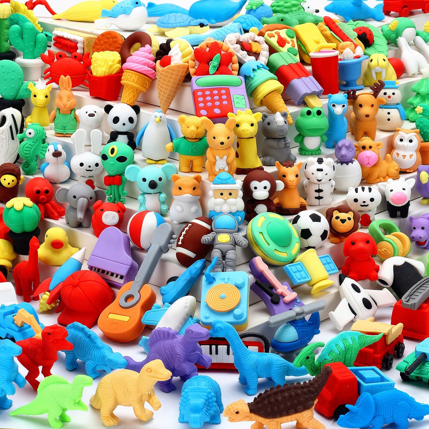 URSKYTOUS 120Pcs Animal Erasers Bulk – 3D Take-Apart Desk Pets for Kids