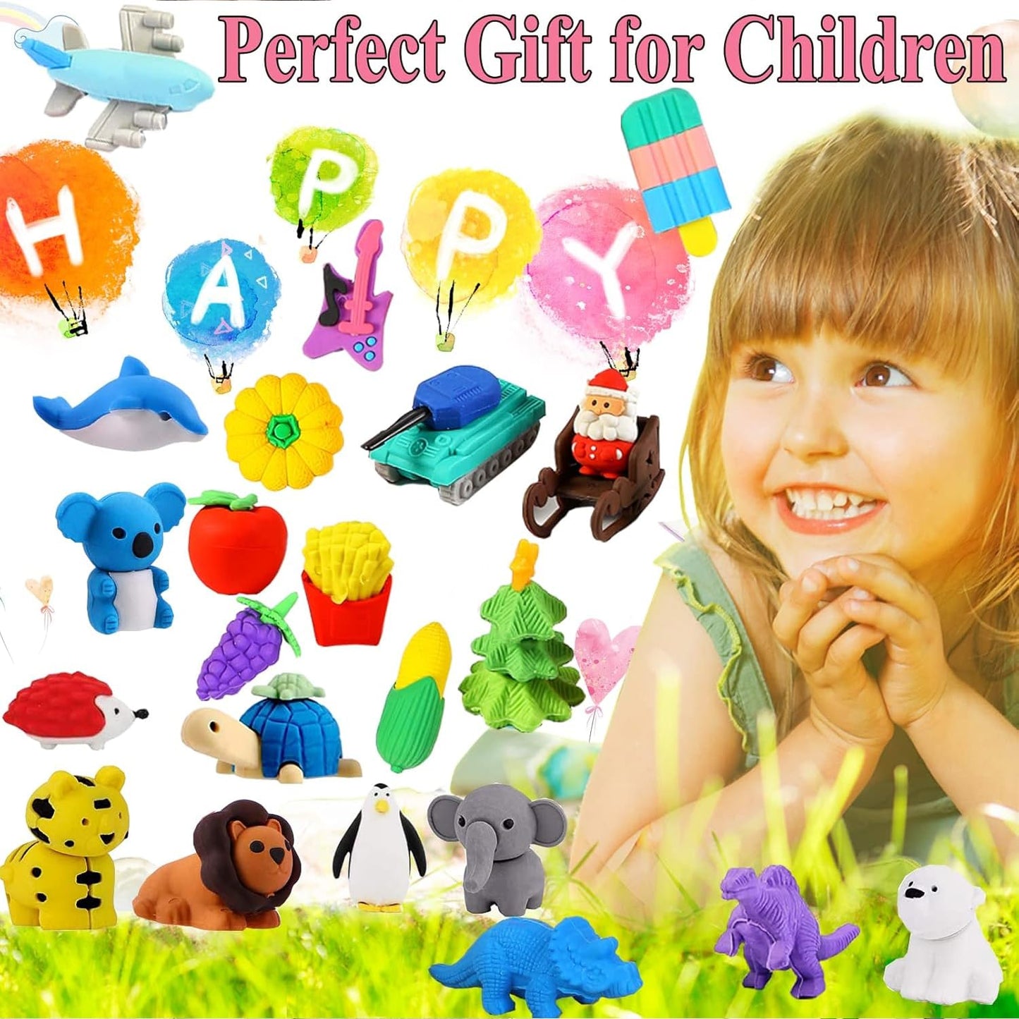 URSKYTOUS 110Pcs Animal Erasers – 3D Puzzle Pencil Erasers for Classrooms