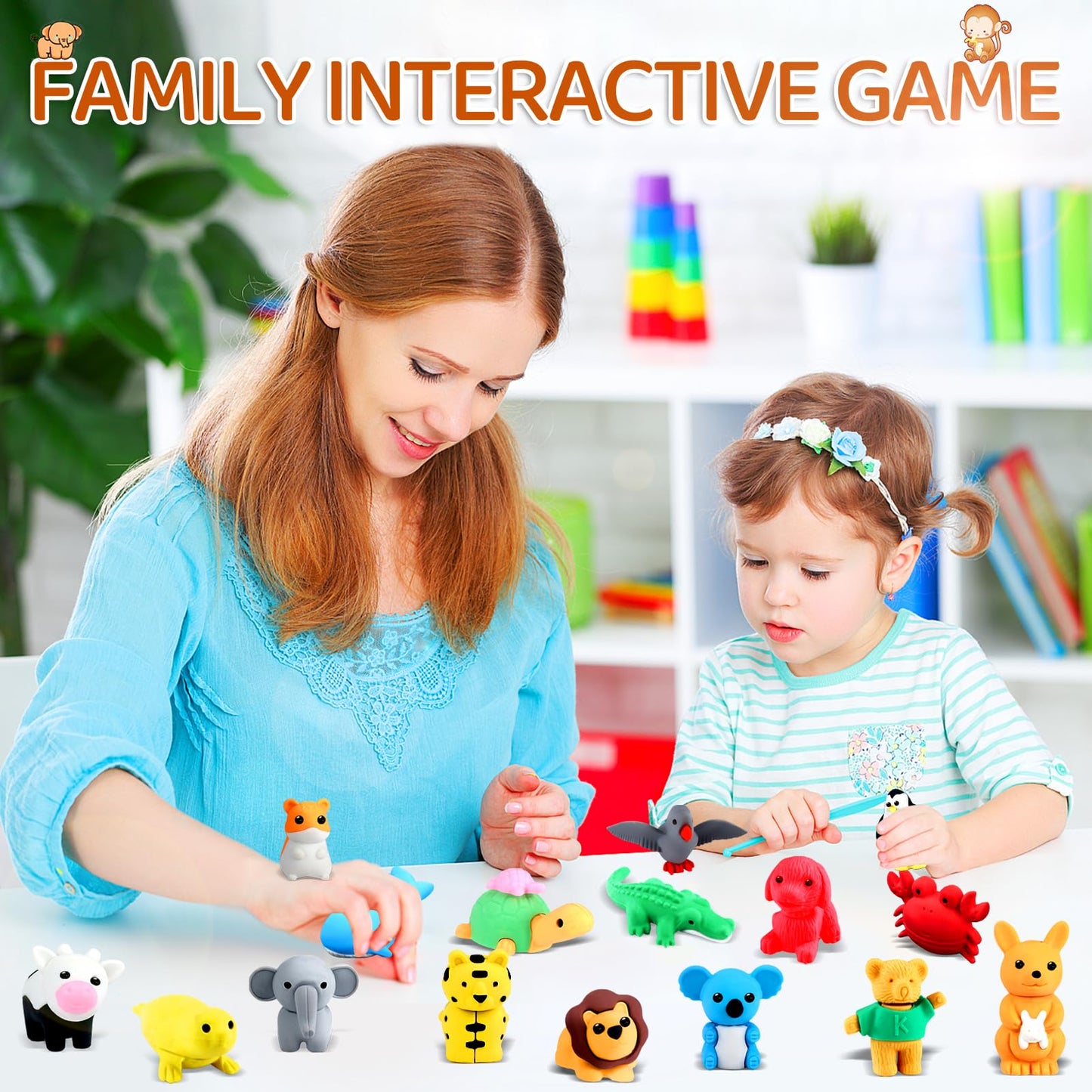 URSKYTOUS 36Pcs Animal Erasers — 3D Puzzle Pencil Erasers for Kids, Classroom Rewards, Party Favors
