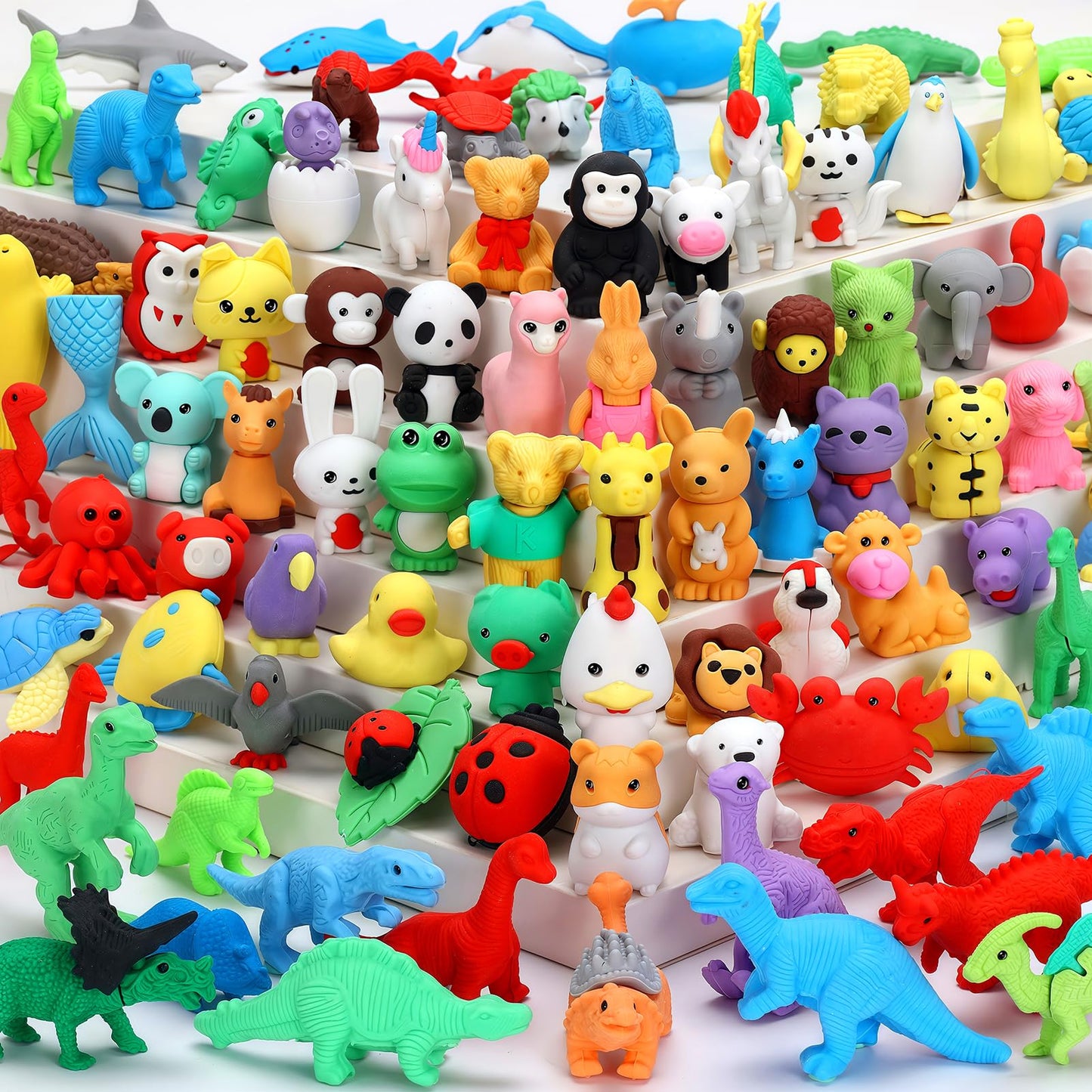 URSKYTOUS 90Pcs Animal Erasers – Take-Apart 3D Puzzle Desk Pets for Kids