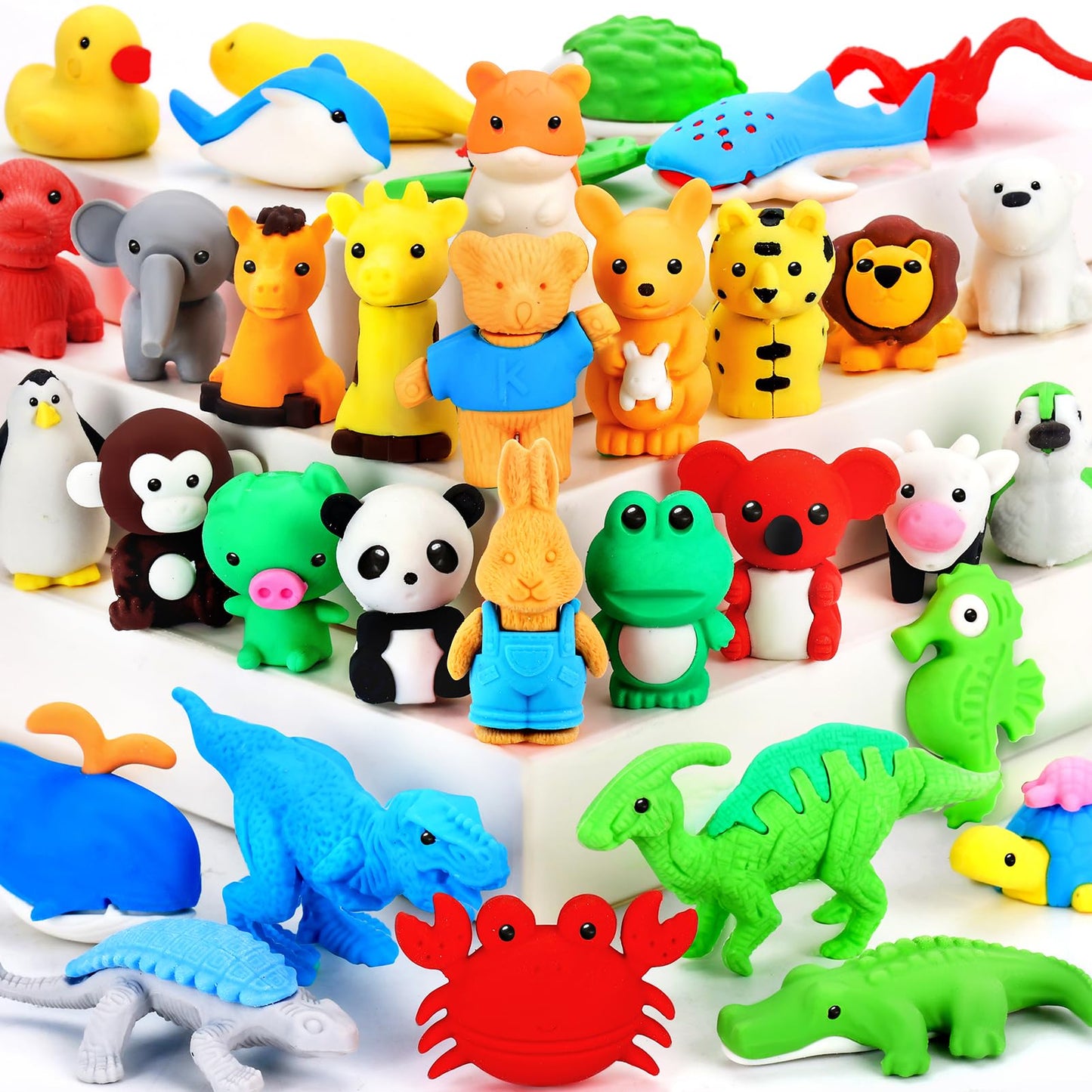 URSKYTOUS 34Pcs Animal Erasers Bulk | Puzzle 3D Take-Apart Desk Pets for Kids