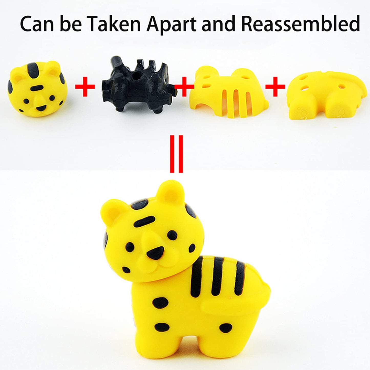 URSKYTOUS 110Pcs Animal Erasers – 3D Puzzle Pencil Erasers for Classrooms